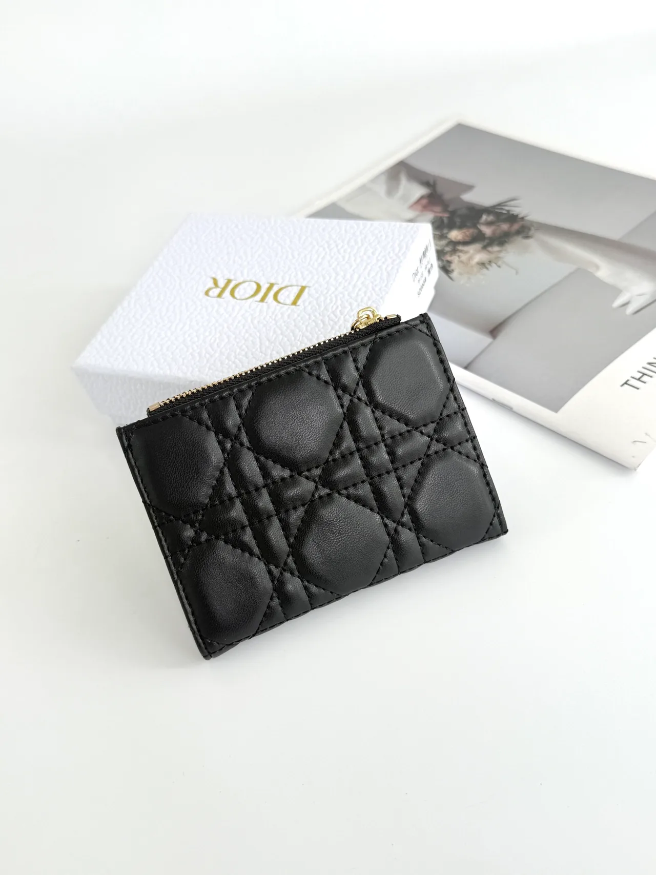 Dior Lambskin Quilted Glossy Wallet in Black · view 2