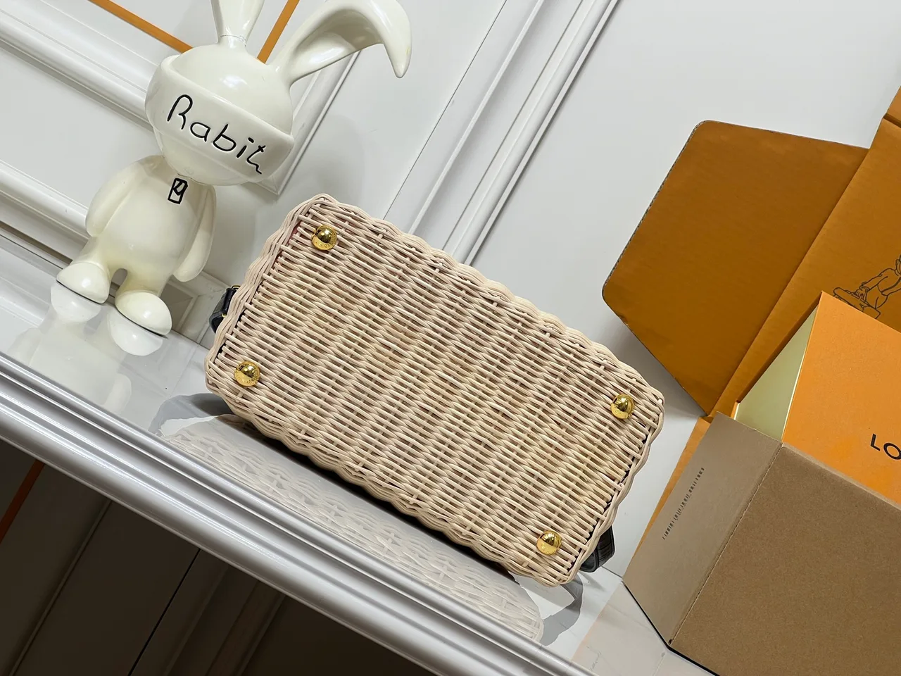 Louis Vuitton Leather Woven Top-Handle Bag in Beige · view 7