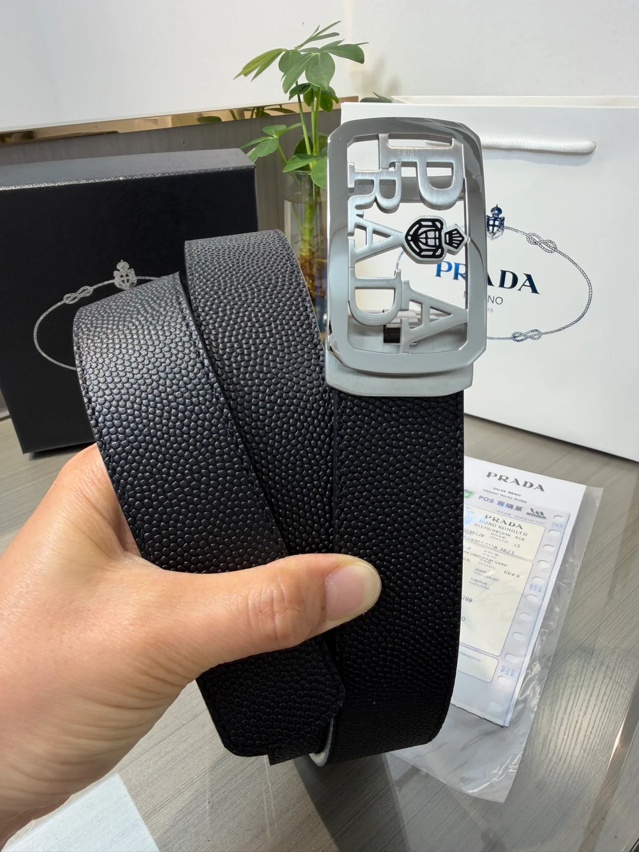 Prada Calfskin Belt in Black · view 5