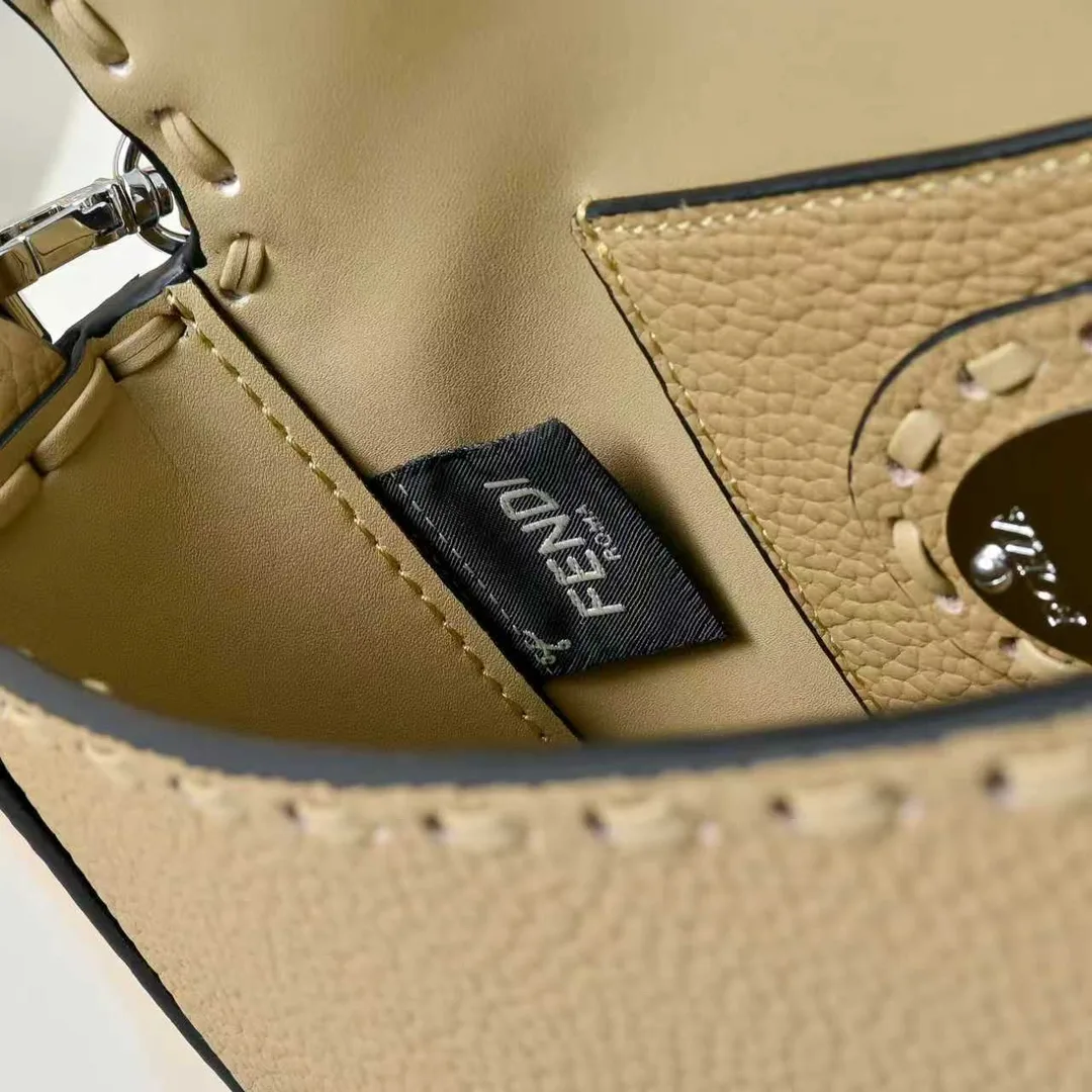 Fendi Baguette Smooth Shoulder Bag in Beige · view 7