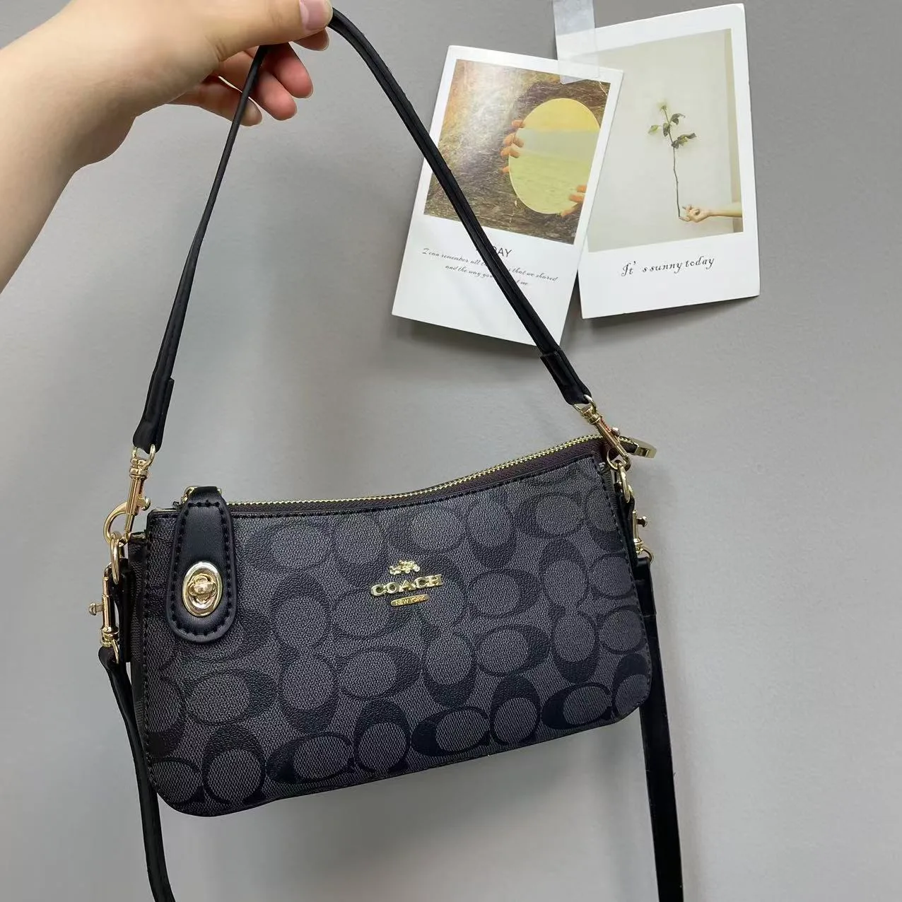 Coach Shoulder Bag in Grey & Pink & Beige & Brown & Tan & White · view 1