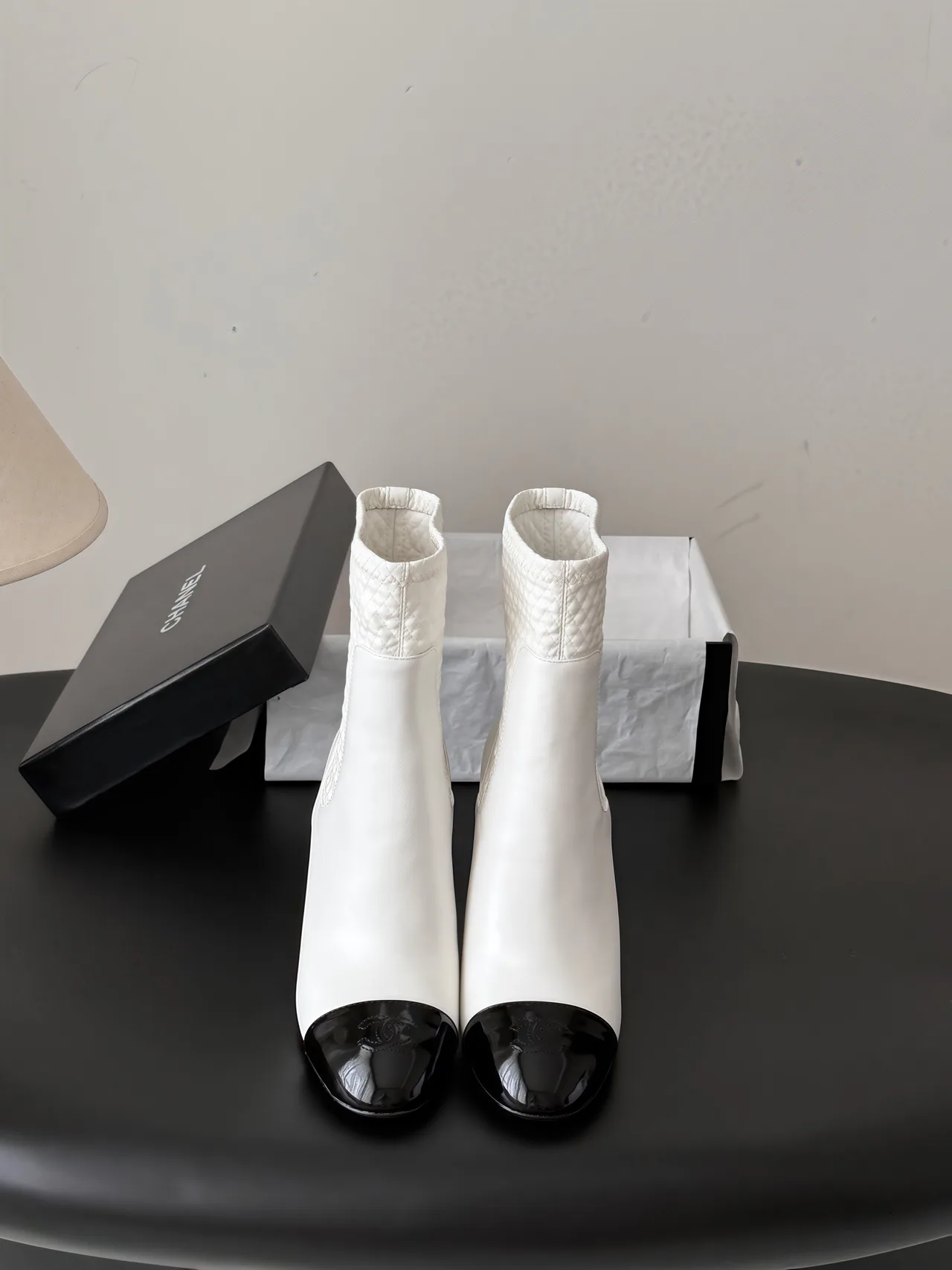 Chanel Cowhide Ankle Boots in White · view 1