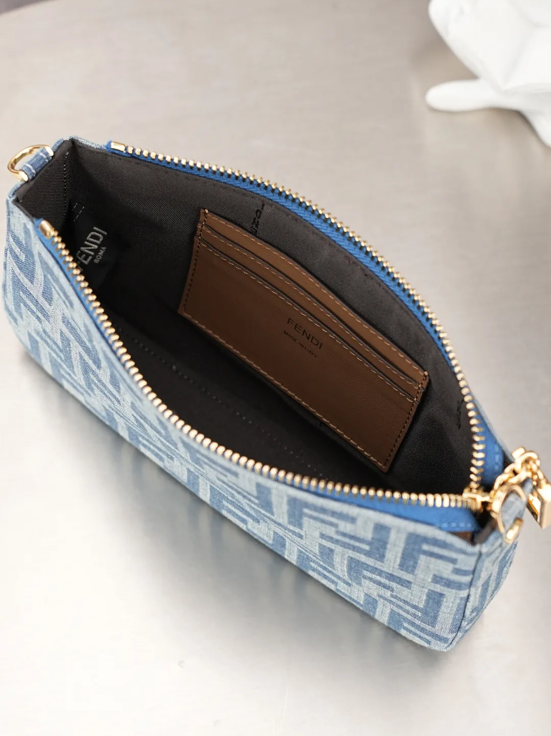 Fendi Baguette Denim Clutch in Blue · view 8
