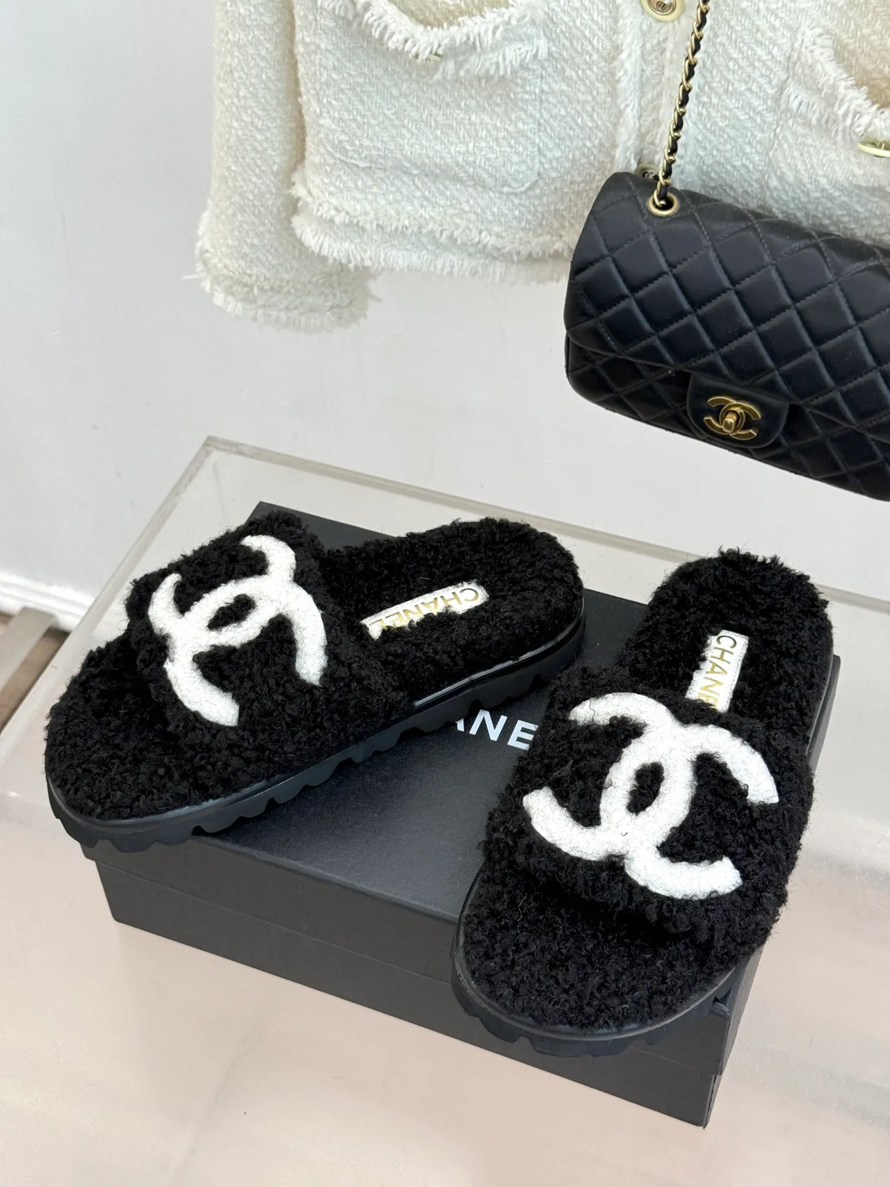 Chanel Denim Slippers in Black · view 2