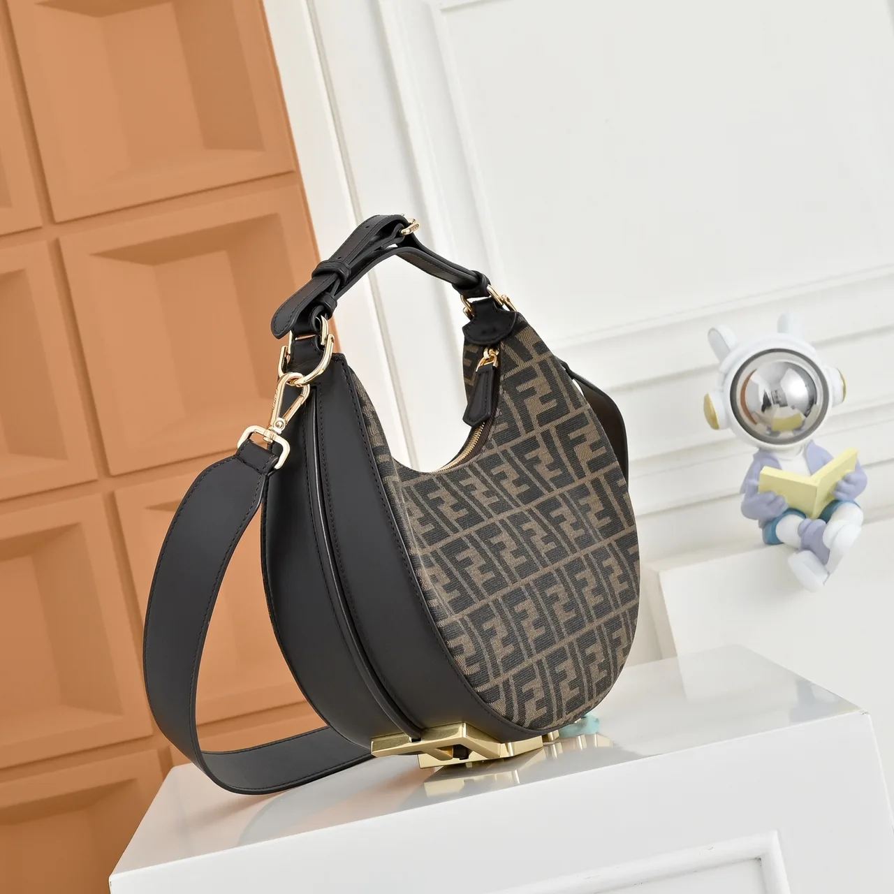 Fendi Monogram Hobo Bag in Brown · view 3