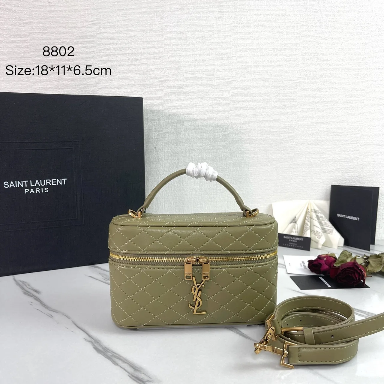 Saint Laurent Quilted Crossbody Bag in Green · view 1