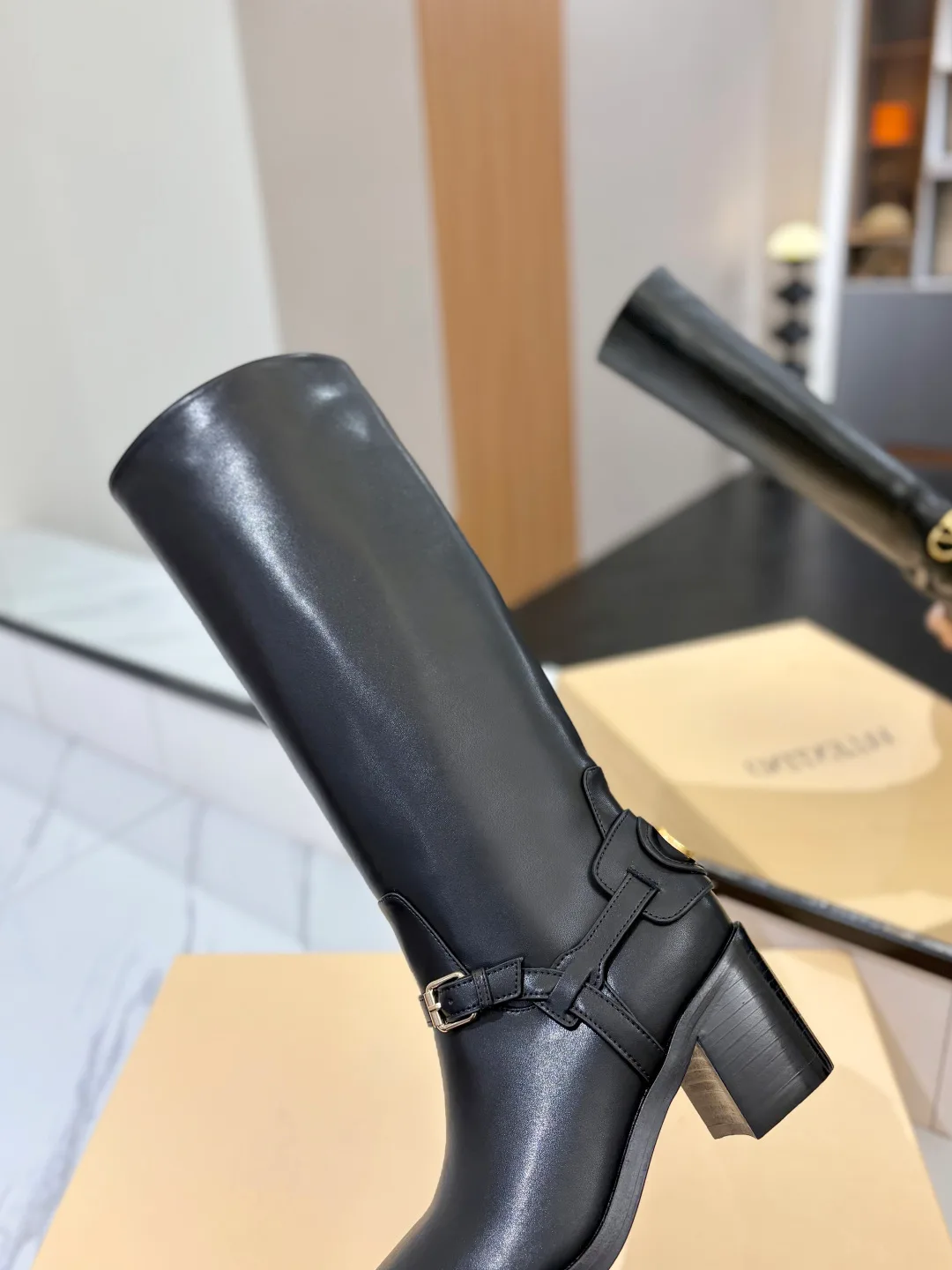 Valentino Calfskin Boots in Black · view 8