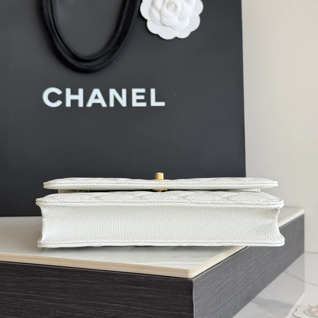 Chanel Calfskin Quilted Clutch in White · view 5