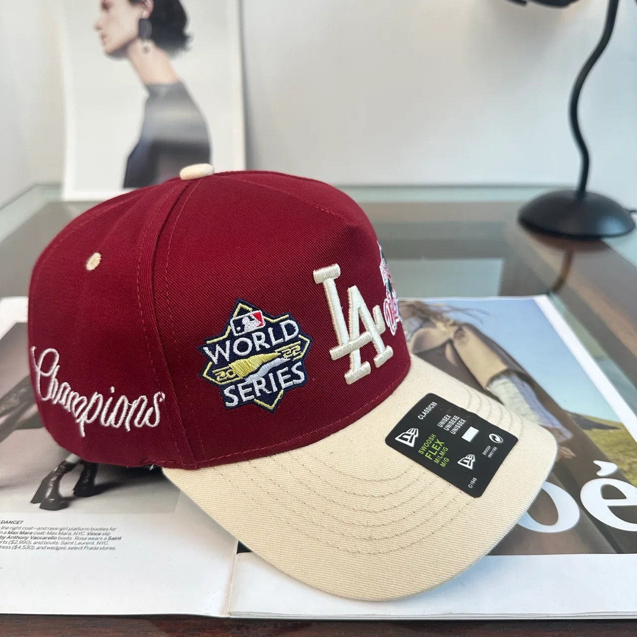 New Era Embroidered Baseball Cap in Burgundy · view 2