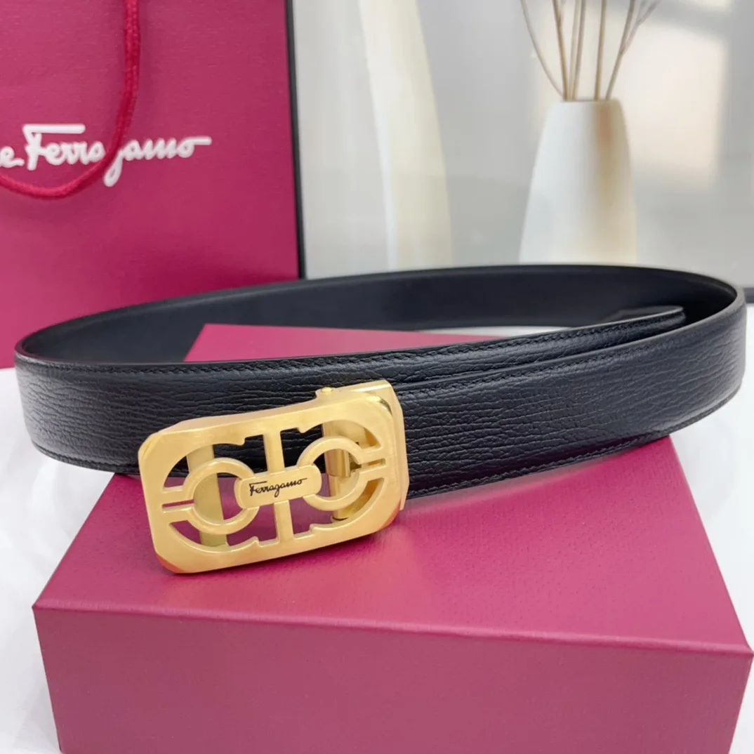 Ferragamo Calfskin Belt in Black · view 3