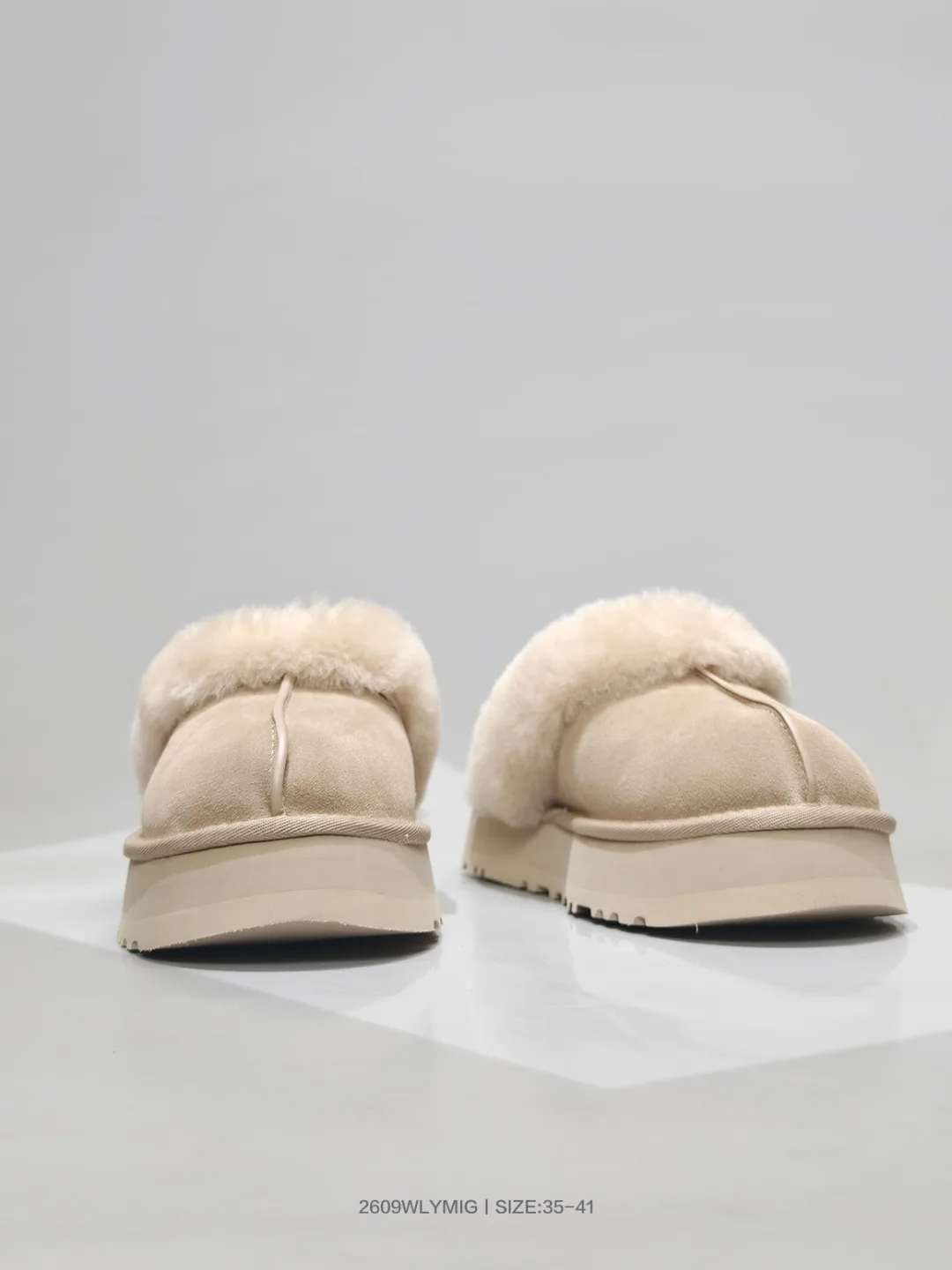 UGG Round-Toe Fur-Lined Mules in Beige · view 3