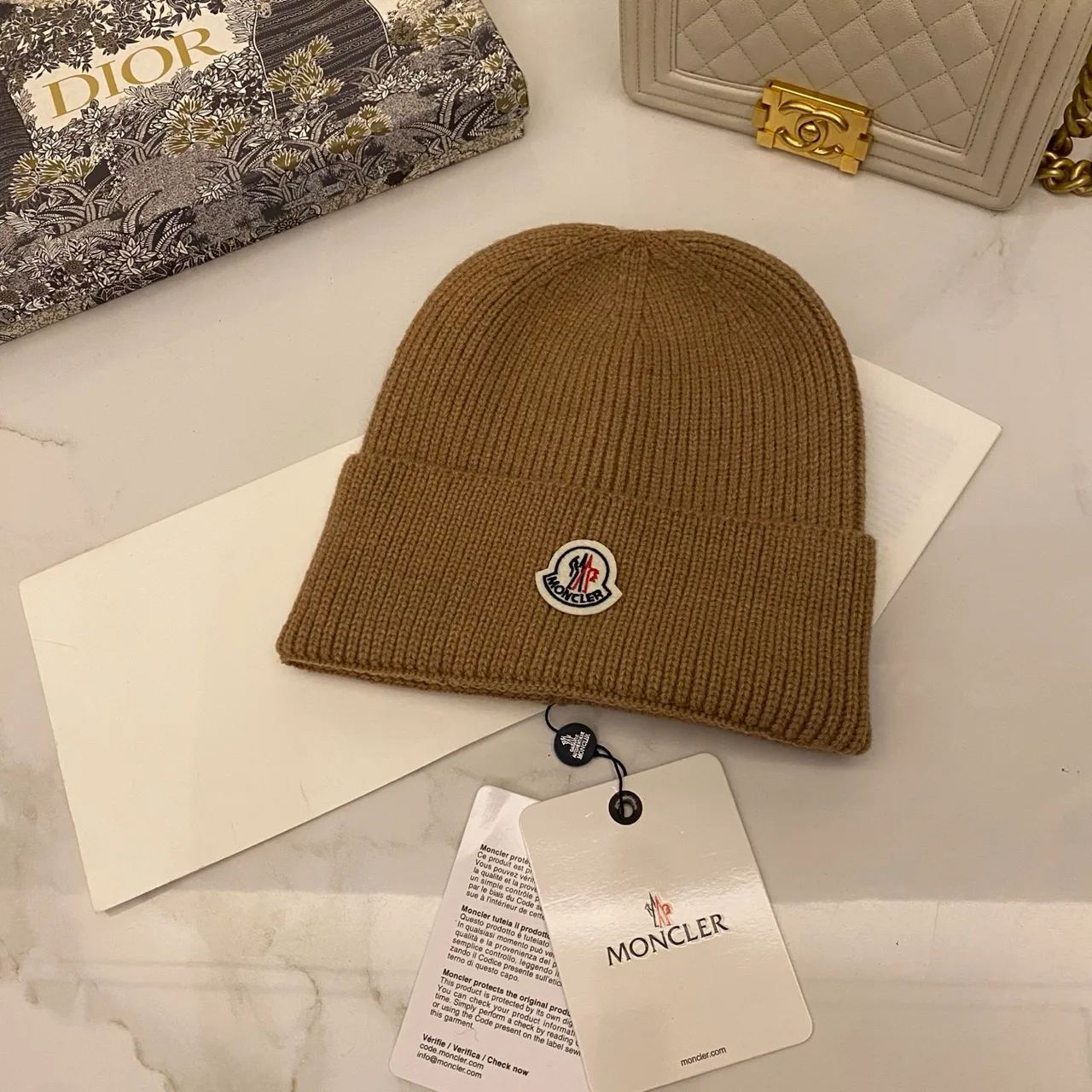 Moncler Beanie in Black & White & Tan & Grey & Red & Blue & Yellow & Orange & Pink & Cream · view 3