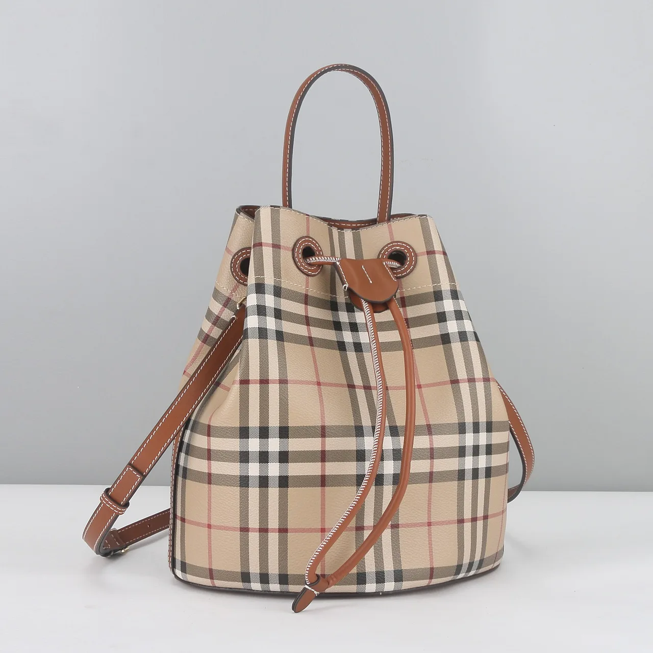 Burberry Check Bucket Bag in Beige · view 2