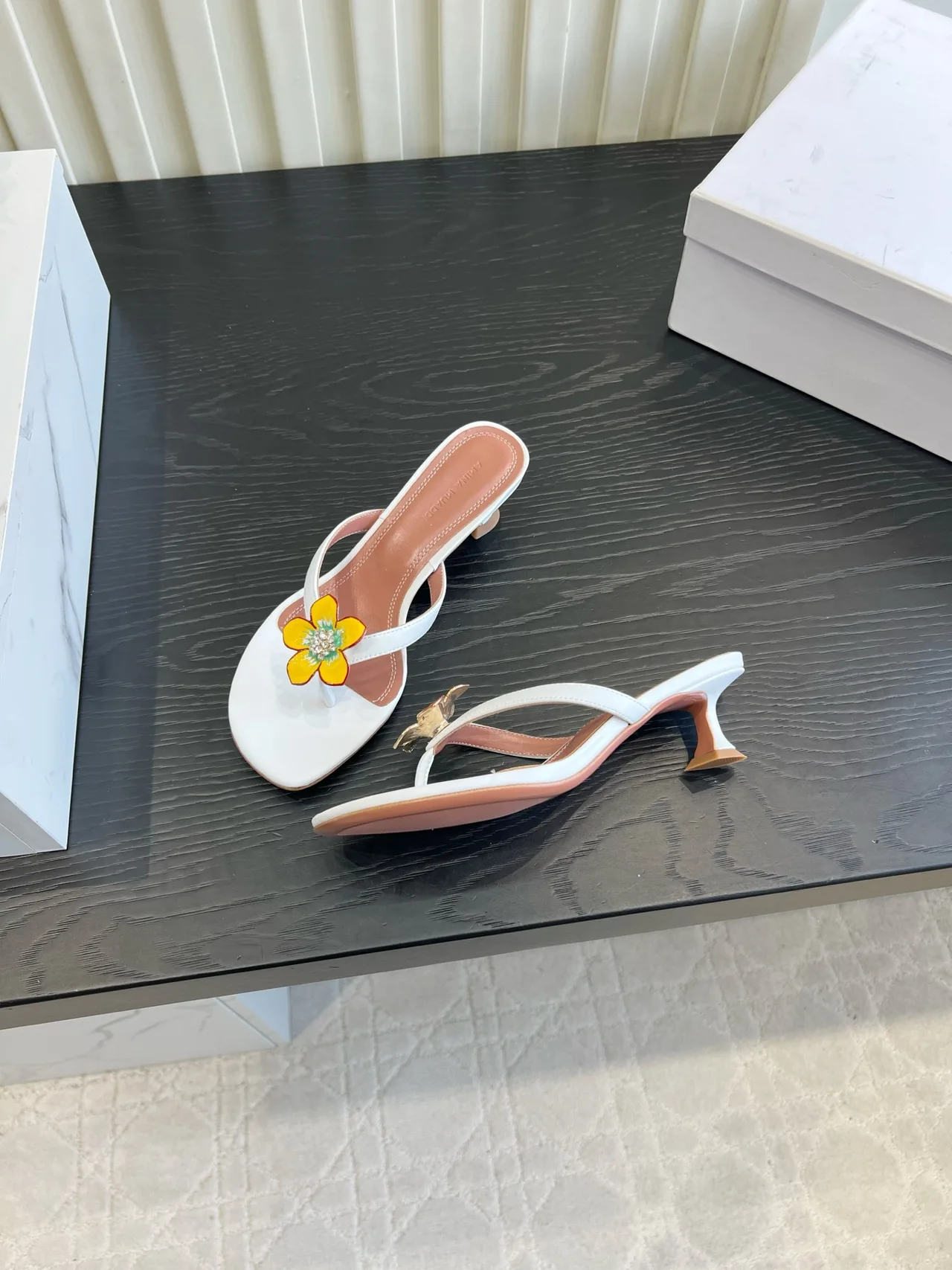 Amina Muaddi Silk Sandals in White · view 4