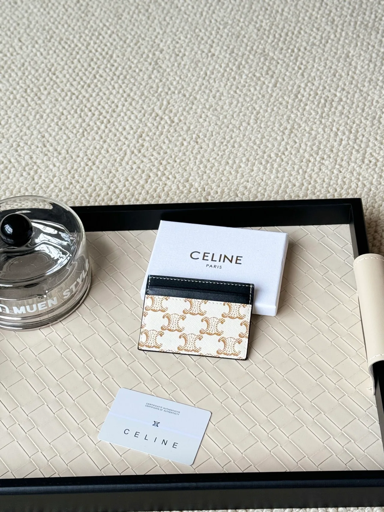 Celine Zip Cardholder in White · view 3