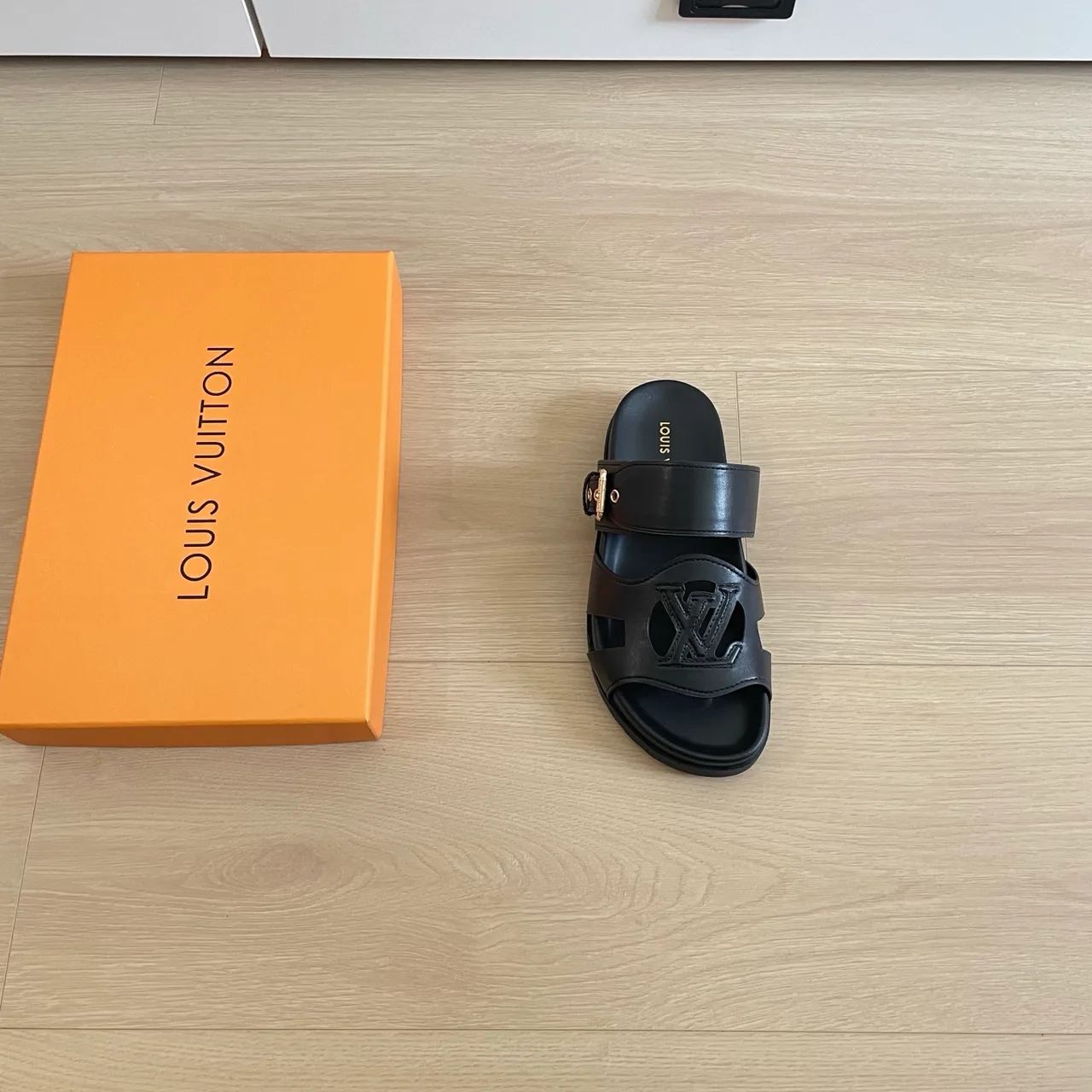 Louis Vuitton Leather Buckle Sandals in Black · view 7