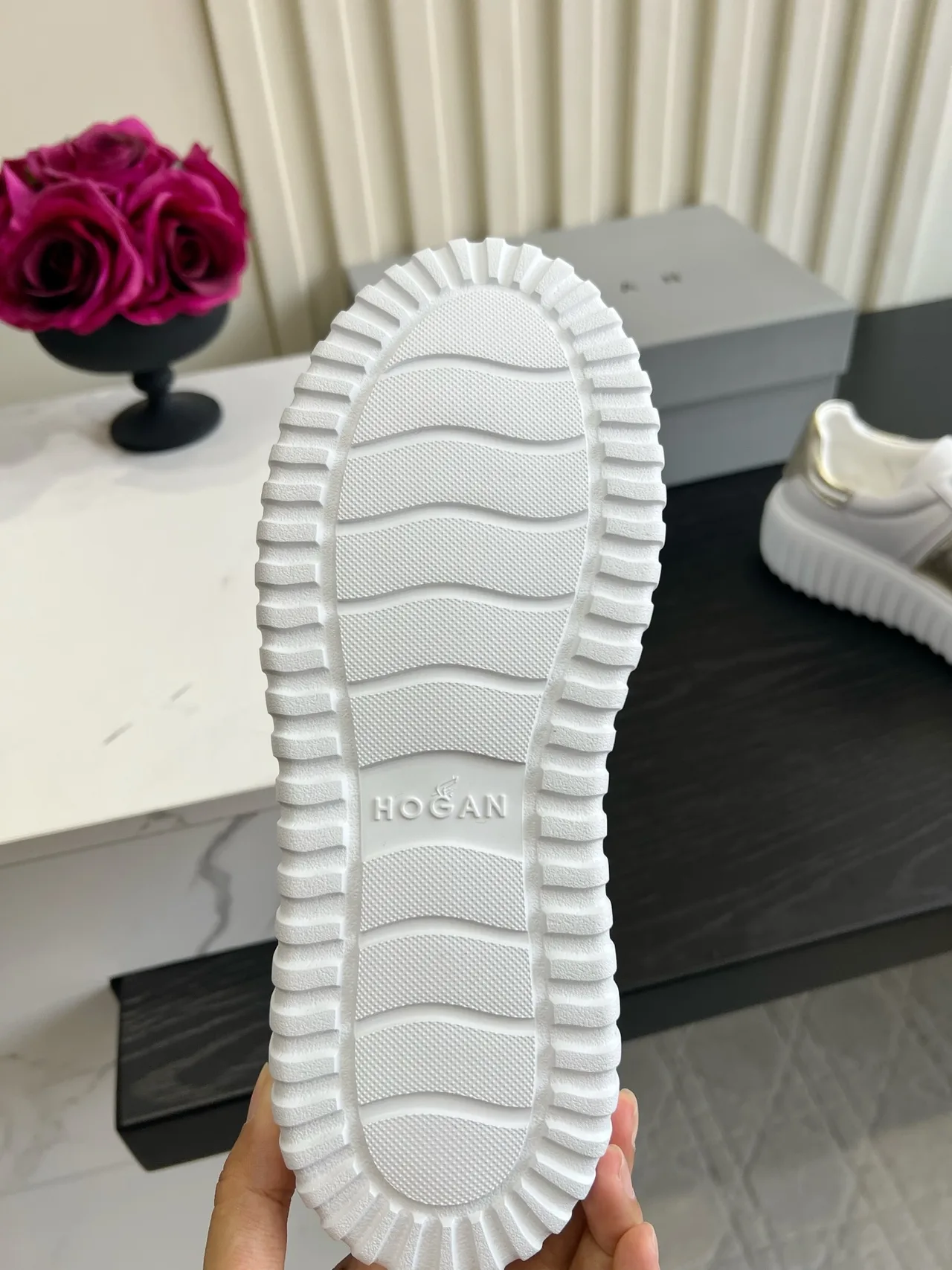 Hogan Cowhide Lace-Up Sneakers in White · view 6