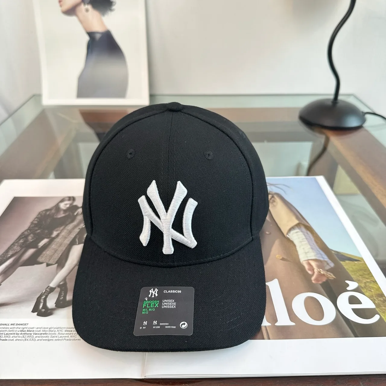 Embroidered NY Letter Baseball Cap in Black · view 1