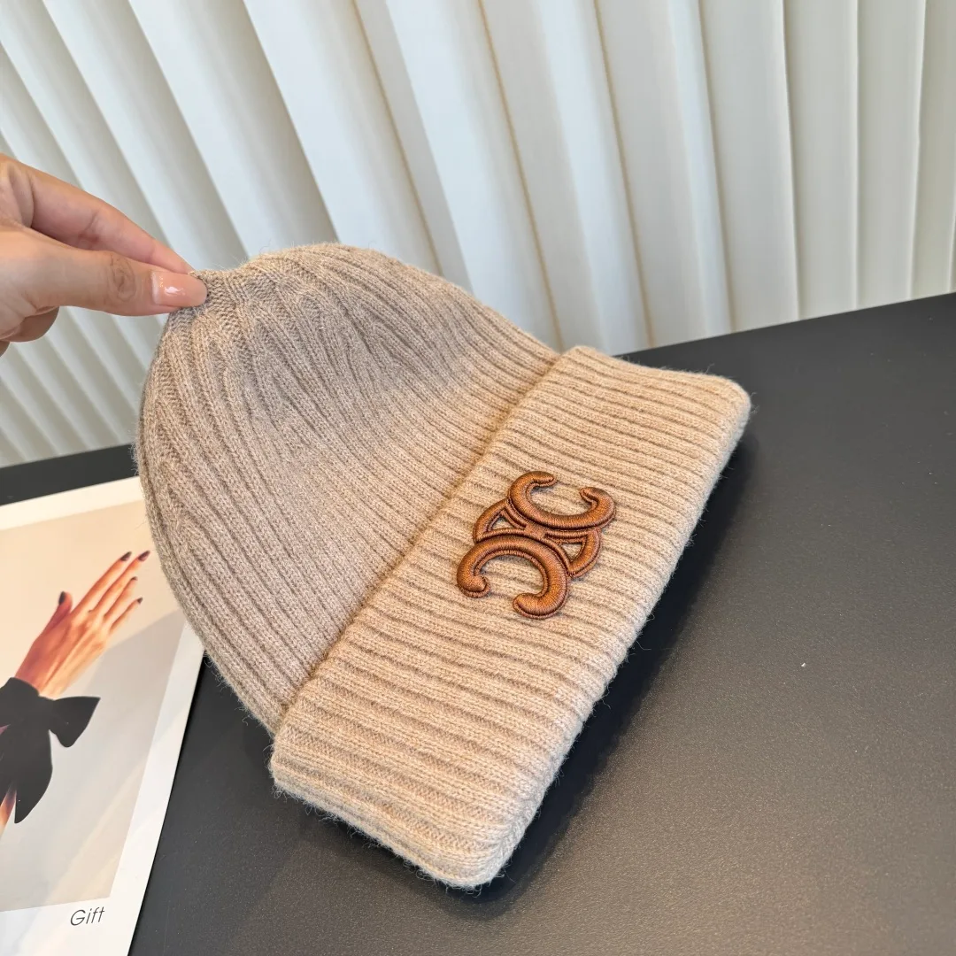 Celine Ribbed Beanie in Beige · view 8