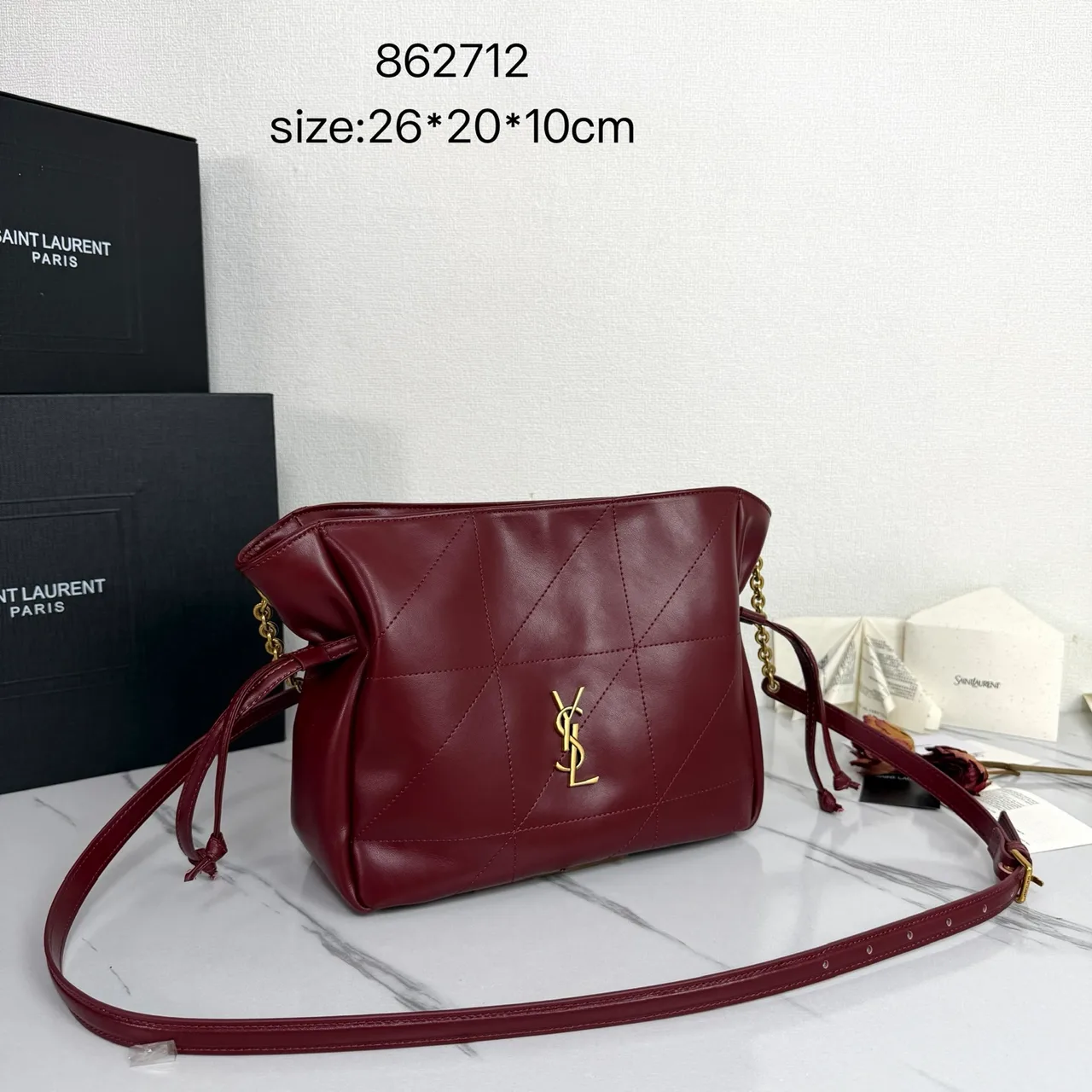 Saint Laurent Quilted Crossbody Bag in Burgundy · view 2