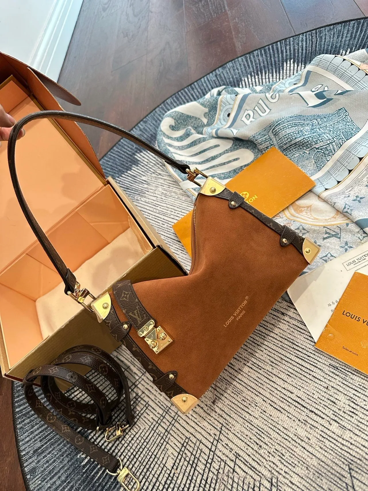 Louis Vuitton Suede Handbag in Brown · view 2