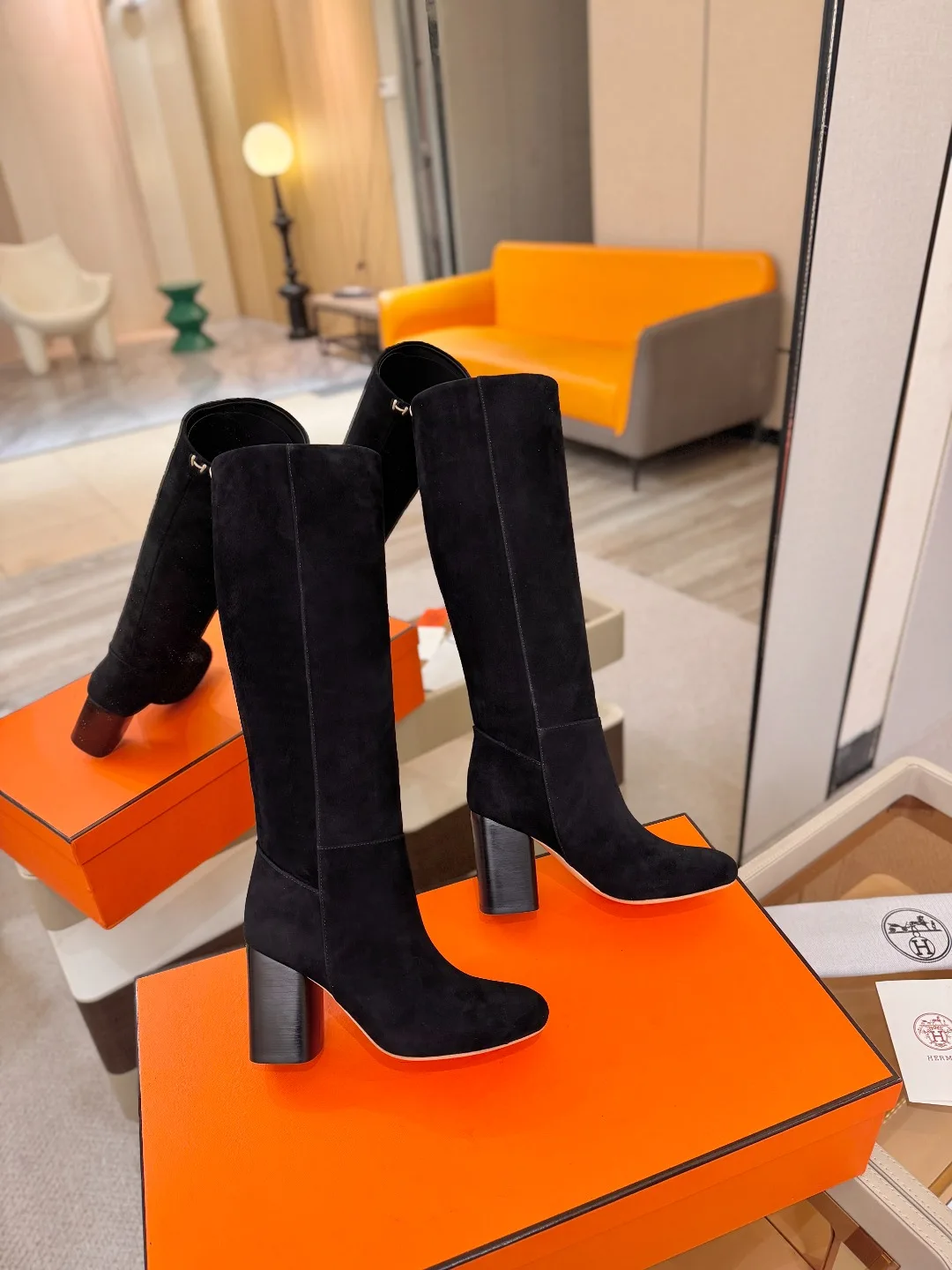 Saint Laurent Cowhide Knee-High Boots in Black · view 4