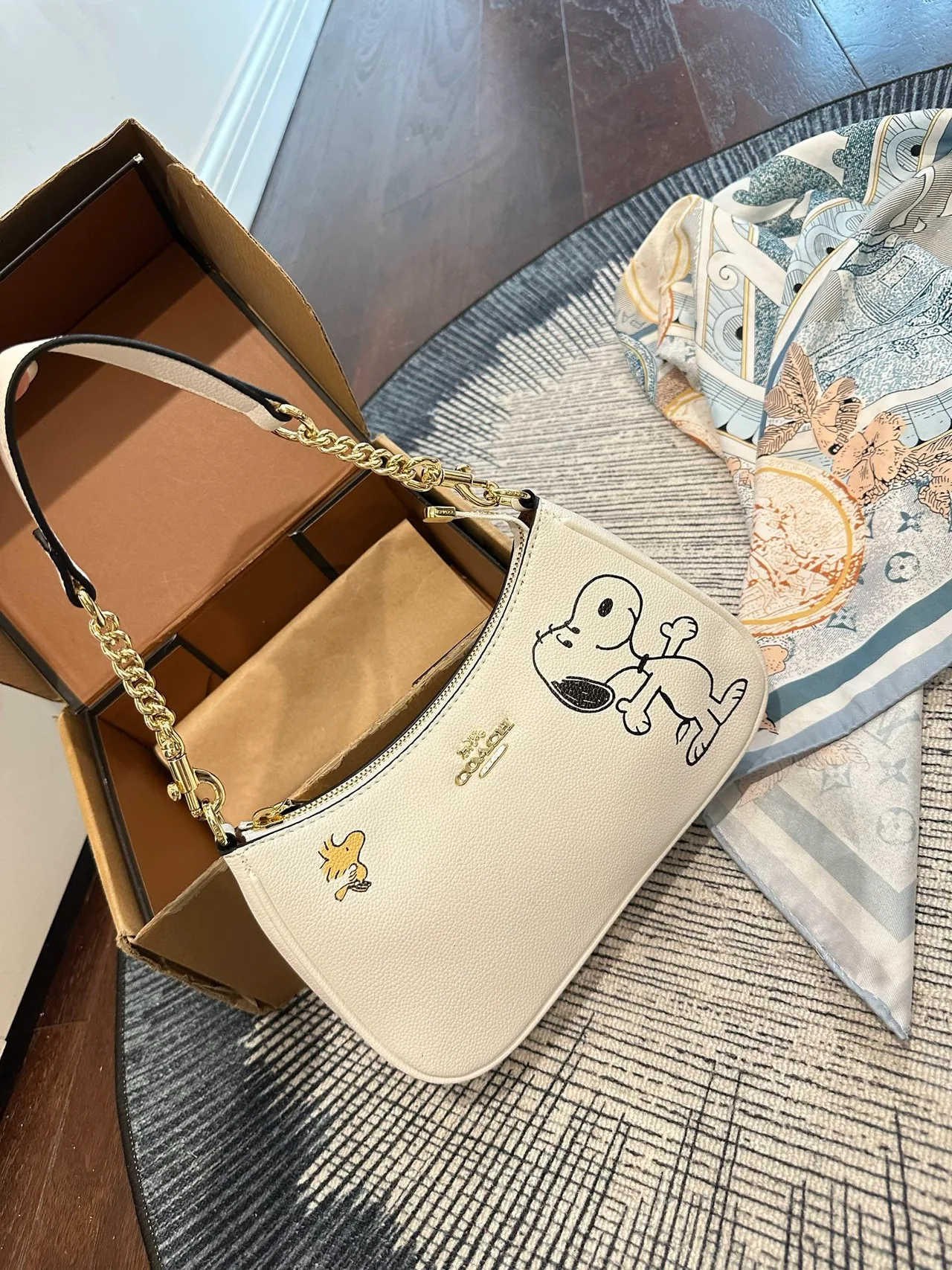 Coach Chain Shoulder Bag in Blue & Beige & Black & Cream & Brown · view 6