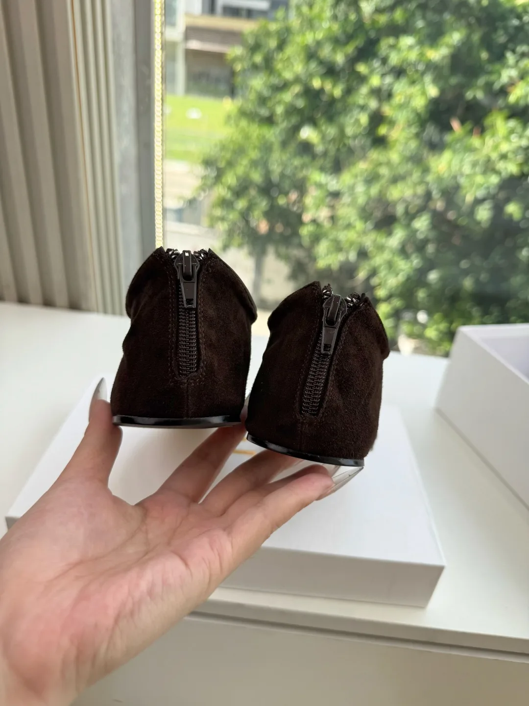 The Row Smooth Round-Toe Slip-On Flats in Brown · view 8