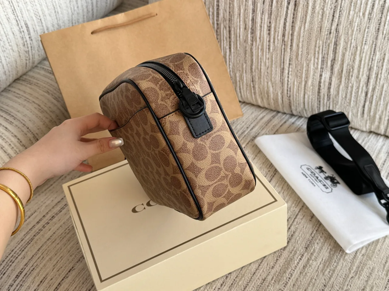 Coach Crossbody Bag in Grey & Tan · view 3