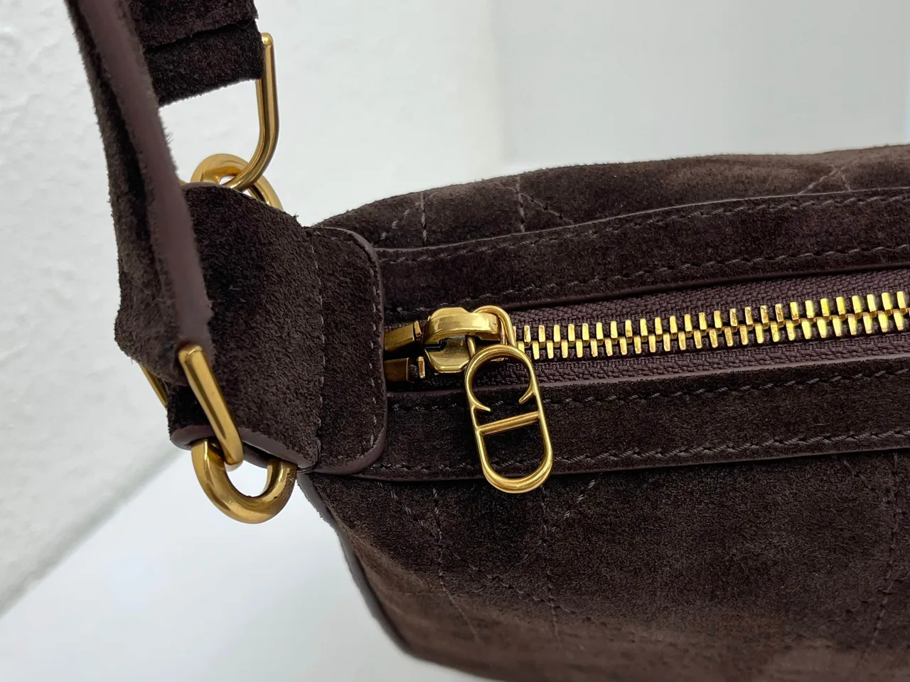 Dior Quilted Suede-Look Hobo Bag in Brown · view 7