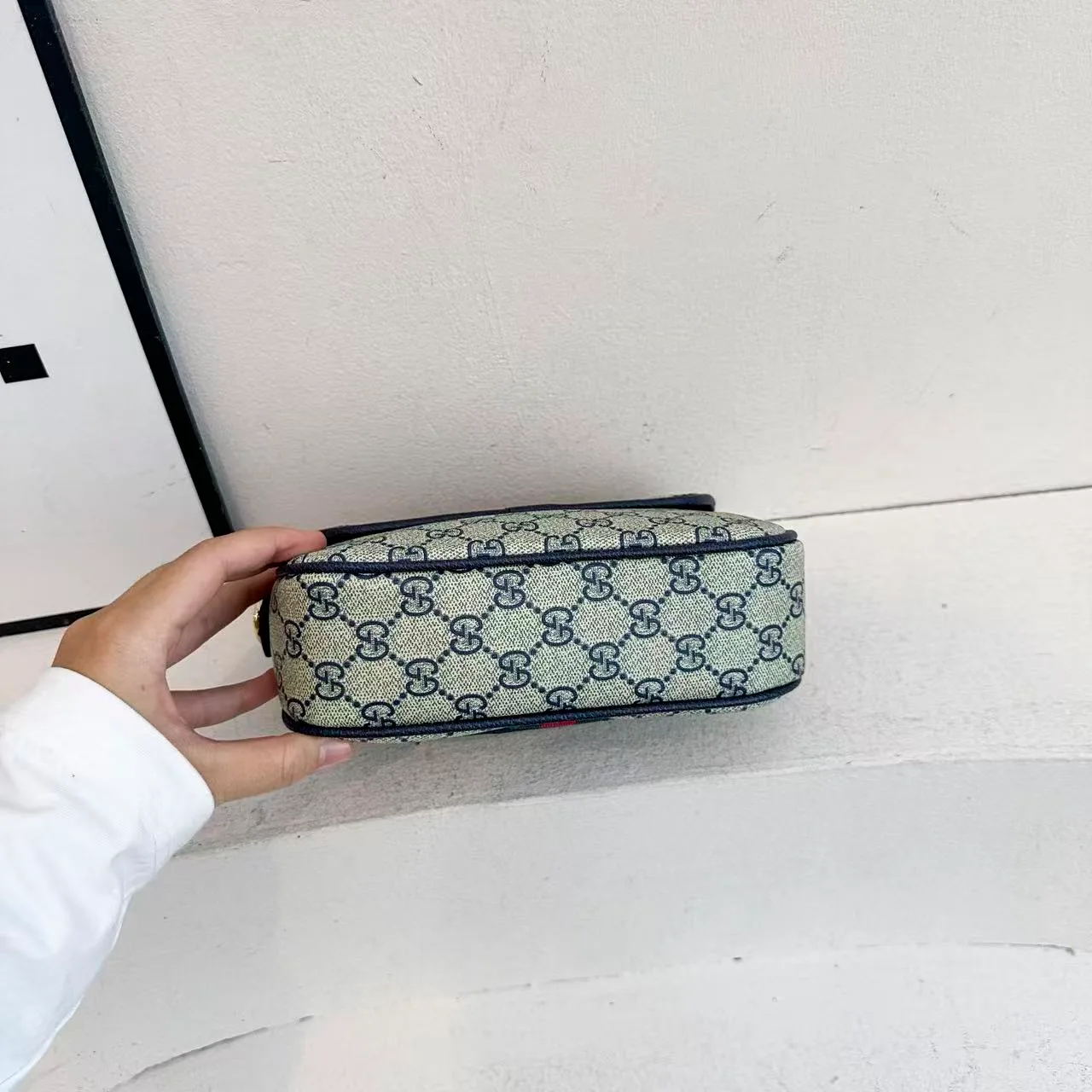 Gucci GG web-stripe camera bag in Grey & Cream & Black & Brown · view 7