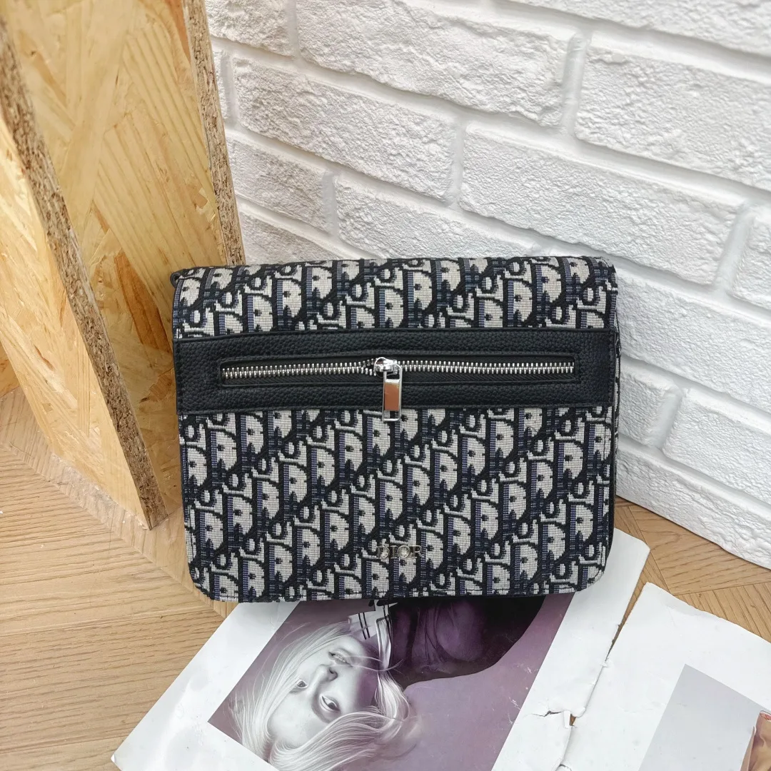 Dior Zip Messenger Bag in Blue & Black & Green · view 2