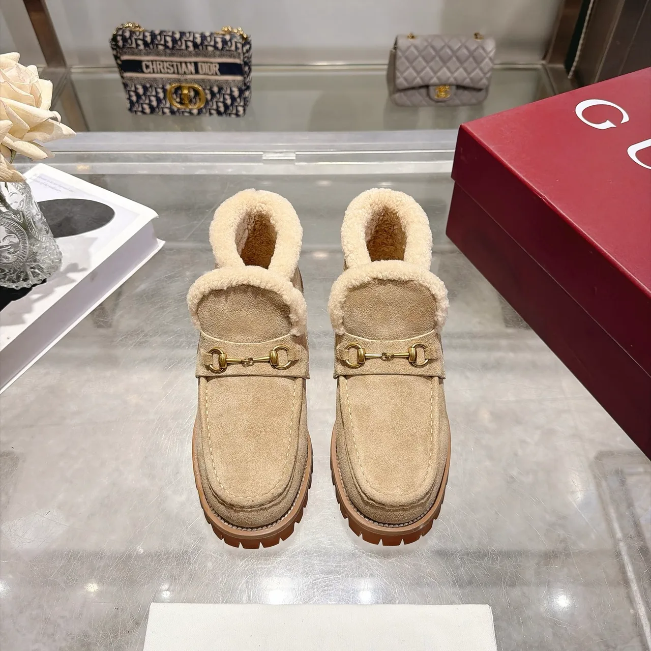 Gucci Cowhide Loafers in Beige · view 1