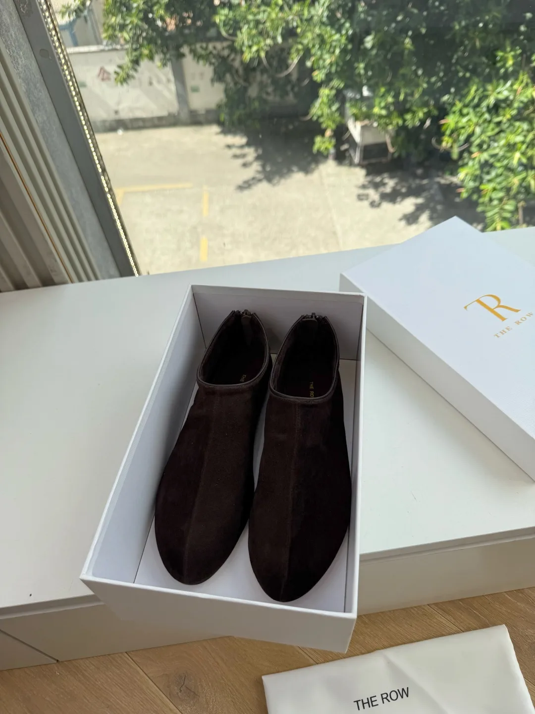 The Row Smooth Round-Toe Slip-On Flats in Brown · view 2