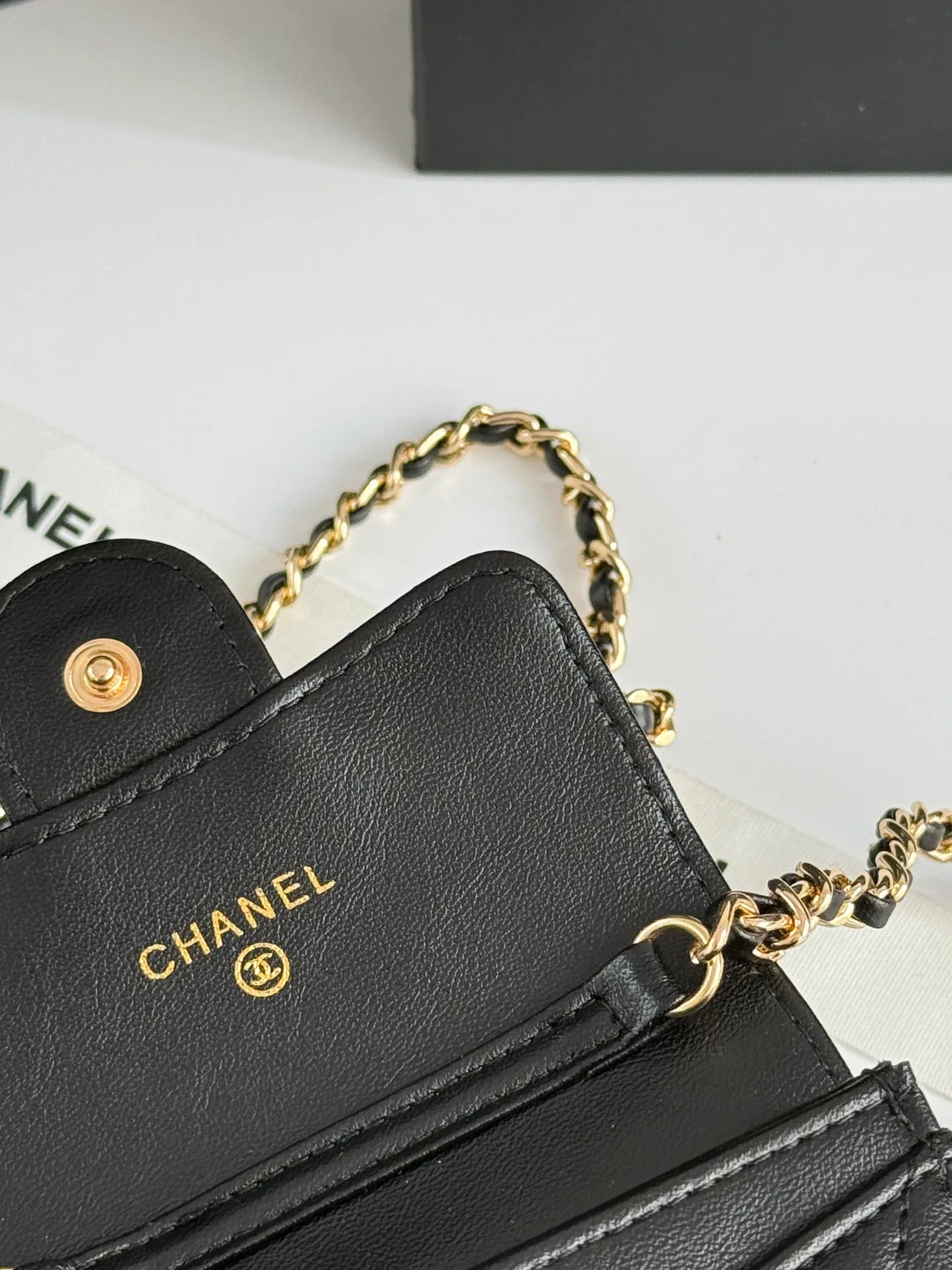 Chanel Chain Mini Wallet in Black · view 7