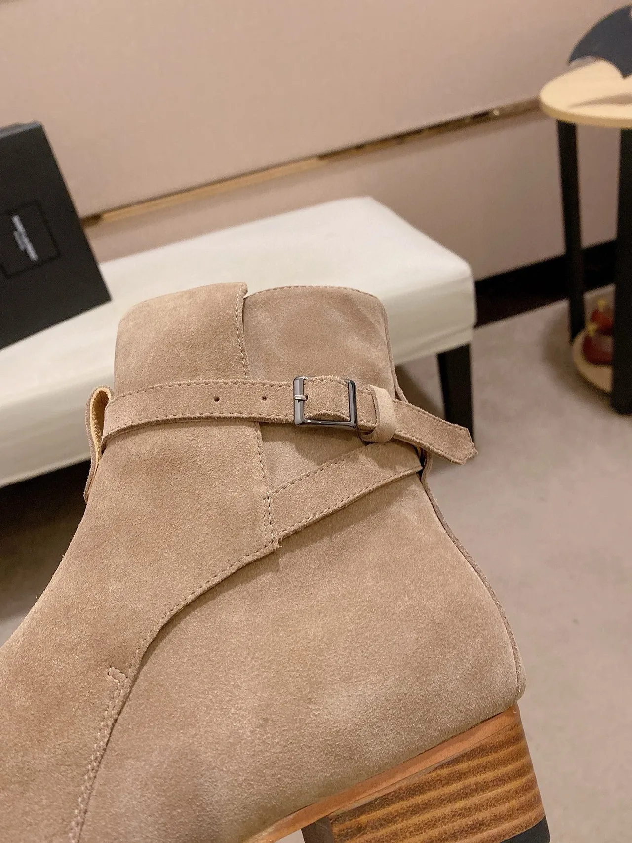 Saint Laurent Cowhide Boots in Beige · view 8