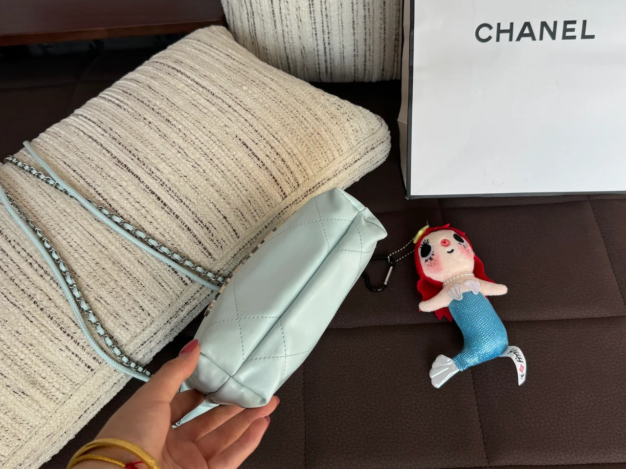 Chanel Mini Quilted Hobo Bag in Blue · view 4