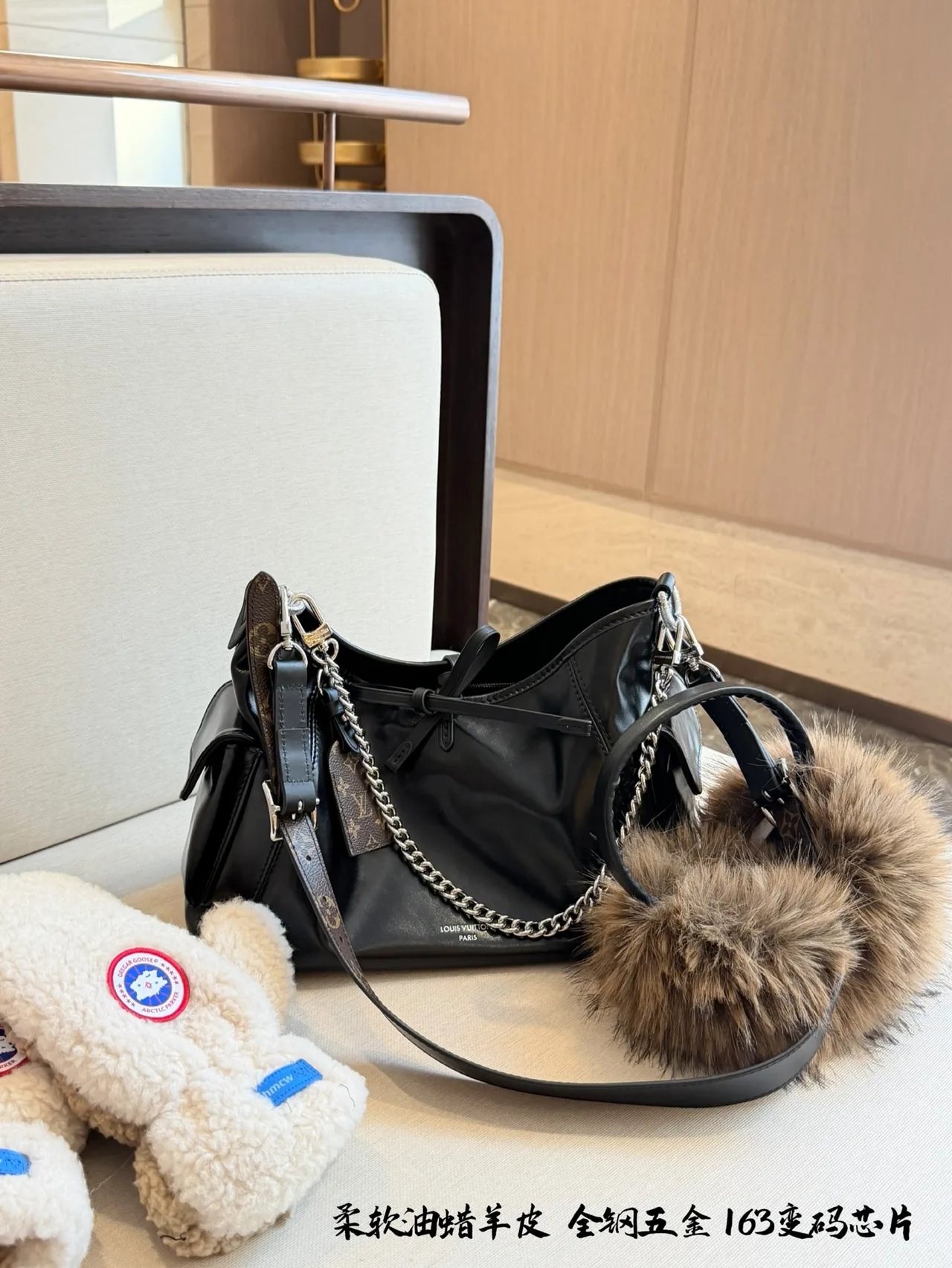 Louis Vuitton Sheepskin Shoulder Bag in Black · view 1