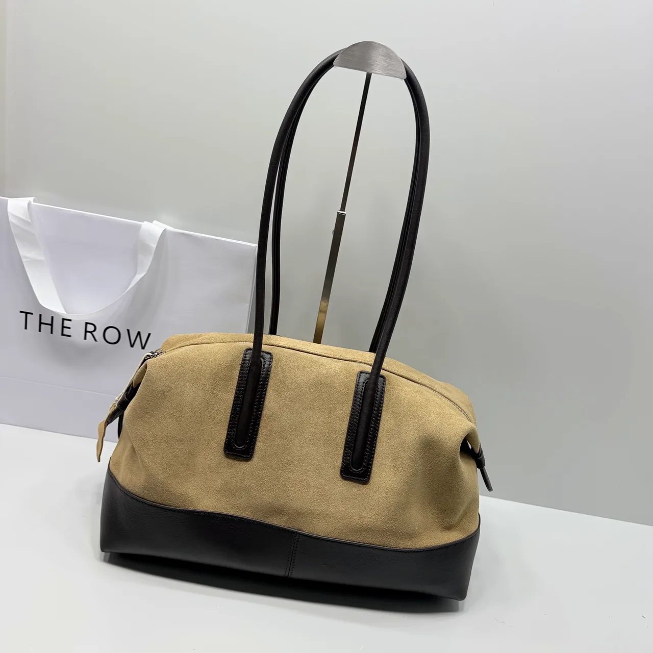 The Row Cowhide Suede Duffel Bag in Beige · view 2