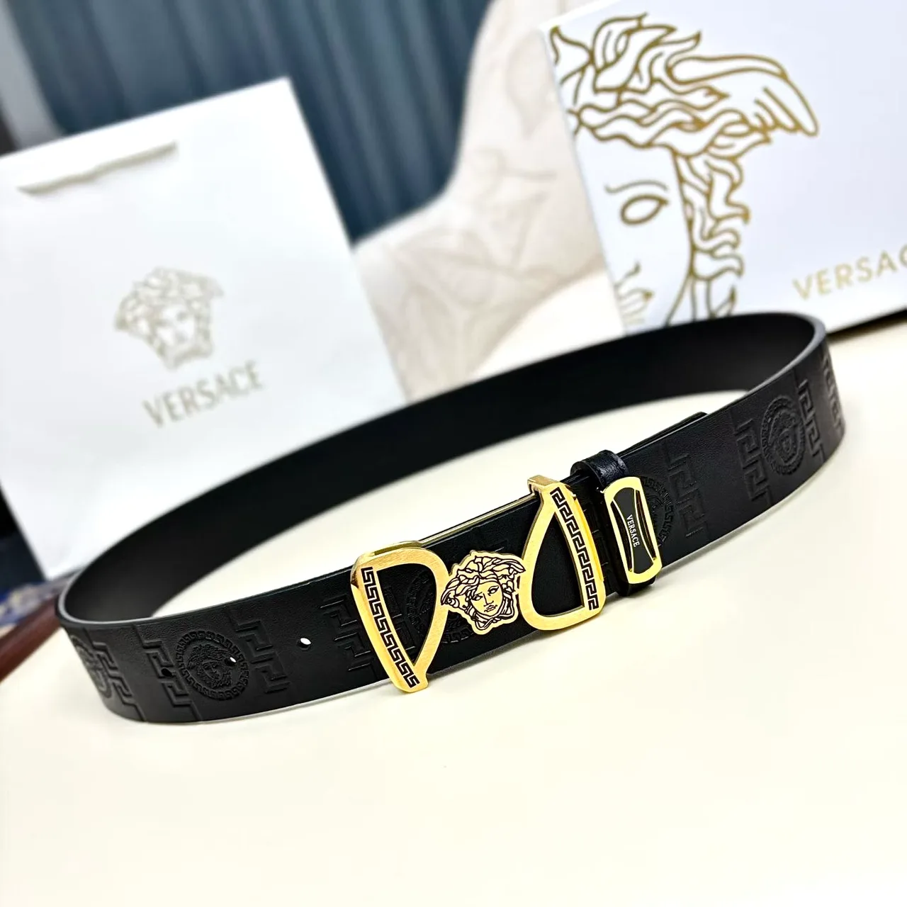 Versace Medusa Buckle Belt in Black · view 5