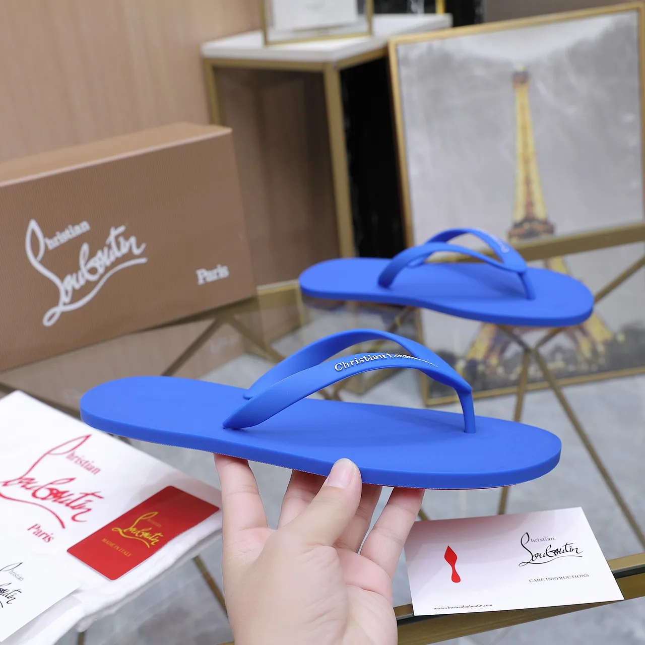Christian Louboutin Flip-Flops in Blue & Green & Pink & Yellow · view 5