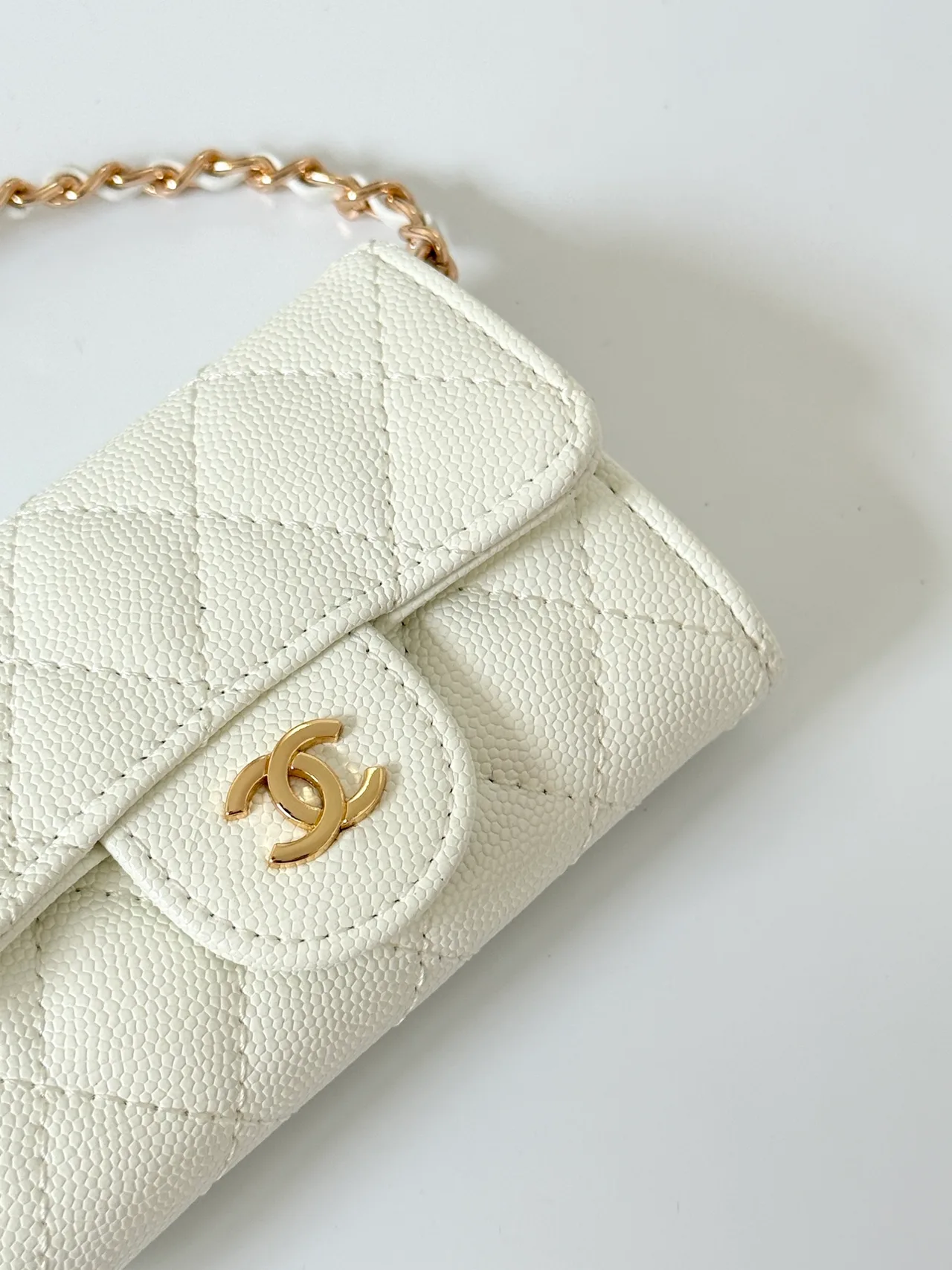 Chanel Quilted Wallet in White · view 4