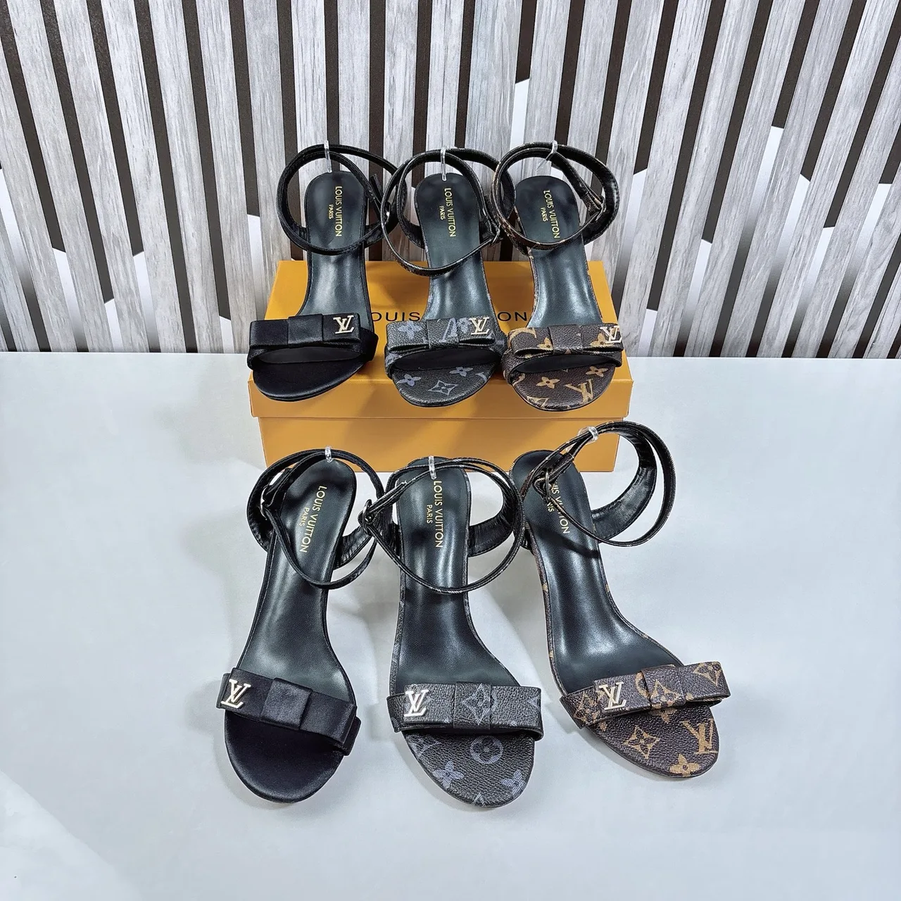 Louis Vuitton Ankle Strap Heeled Sandals in Black & Brown · view 2