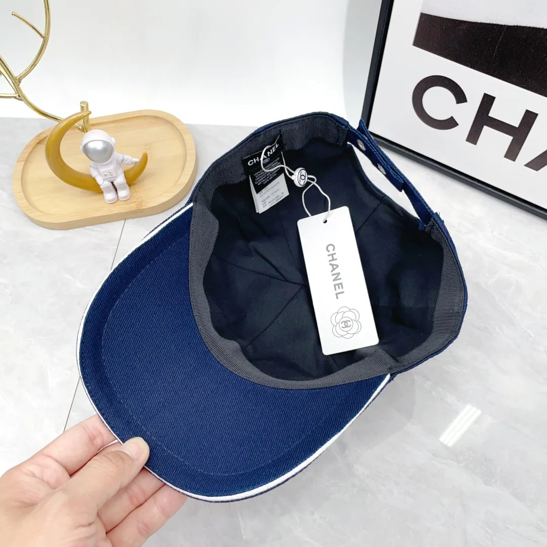 Chanel Embroidered Baseball Cap in Blue · view 8