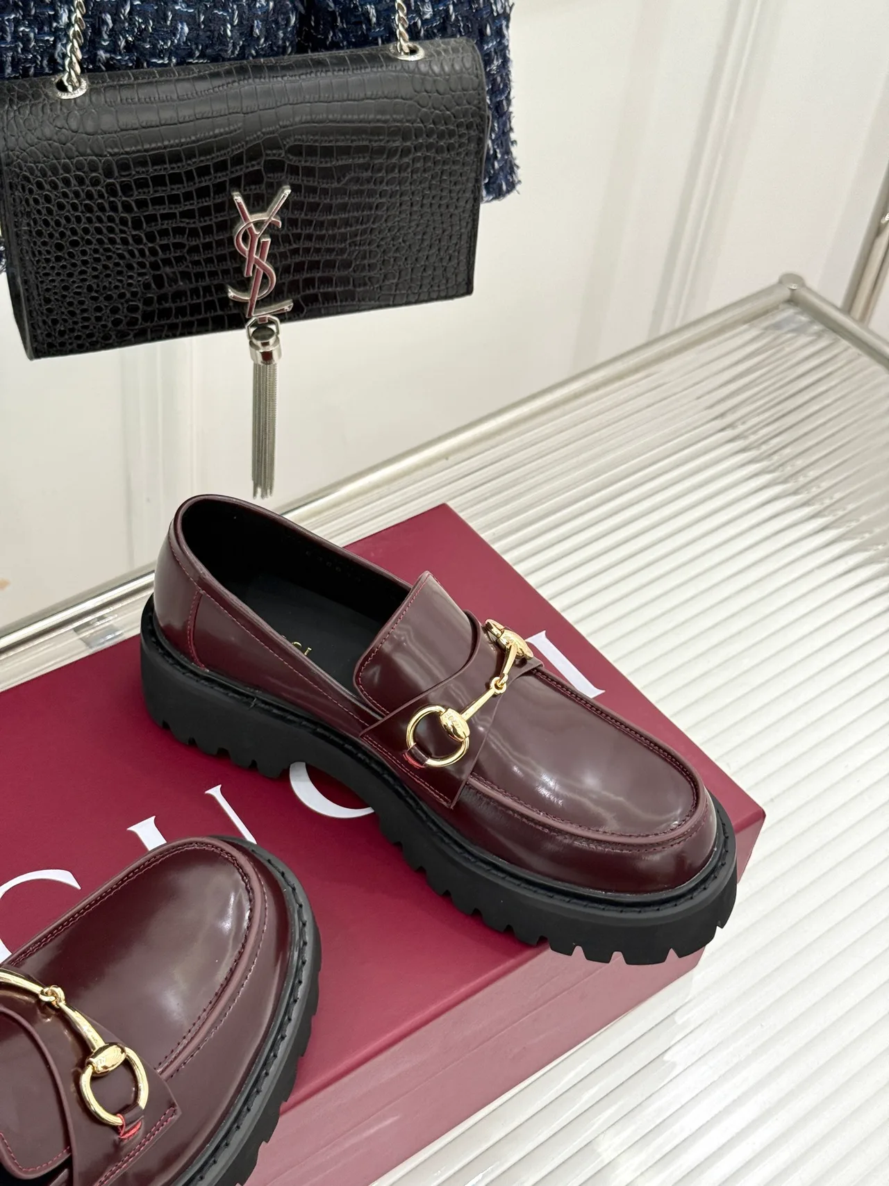 Gucci Horsebit Loafers in Burgundy · view 5