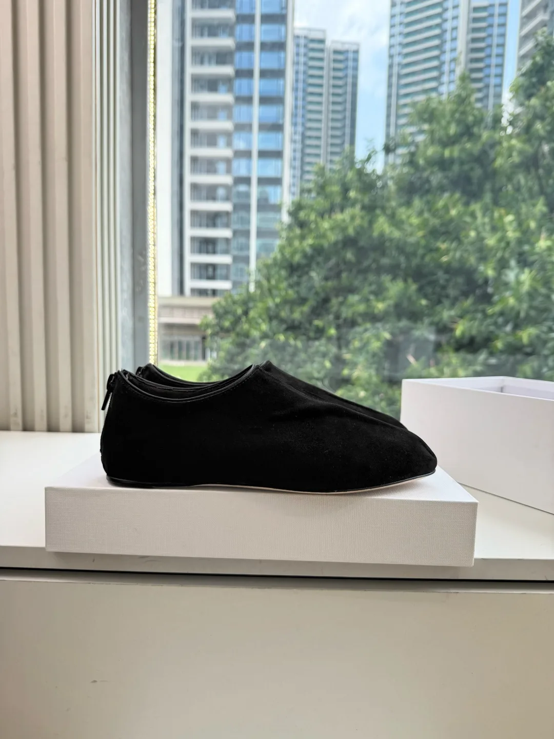 The Row Ribbed Matte Round-Toe Slip-On Flats in Black · view 6