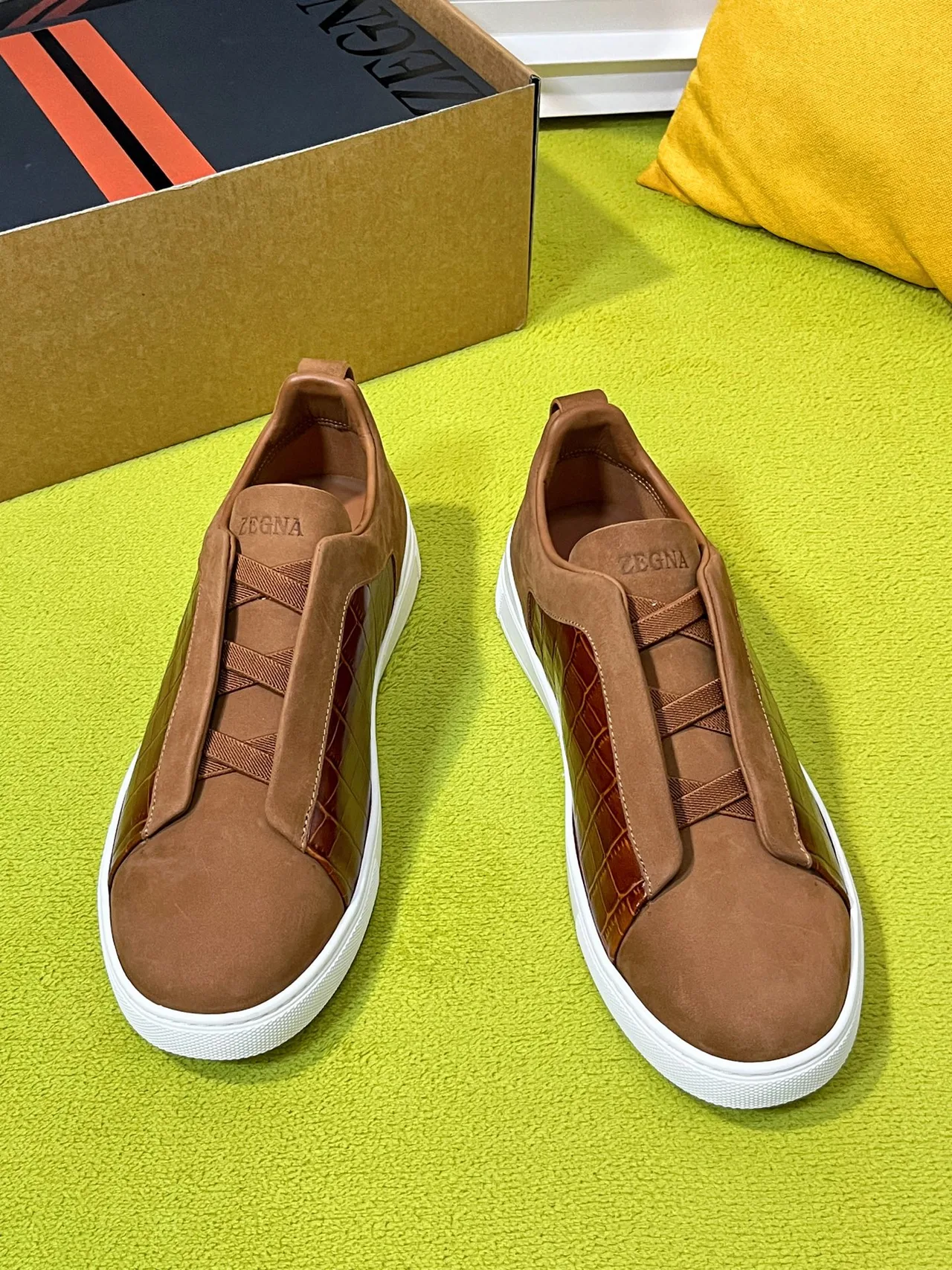 Zegna Triple Stitch Shoes in Brown · view 1