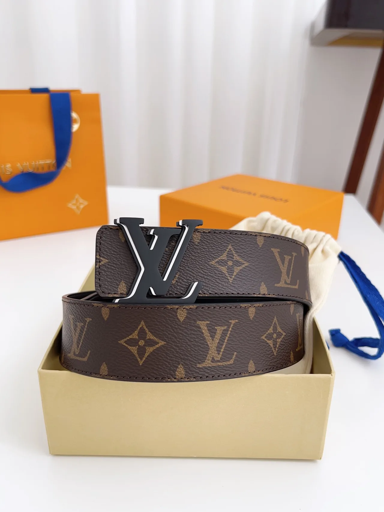 Louis Vuitton Calfskin Smooth Monogram LV Belt in Brown · view 1