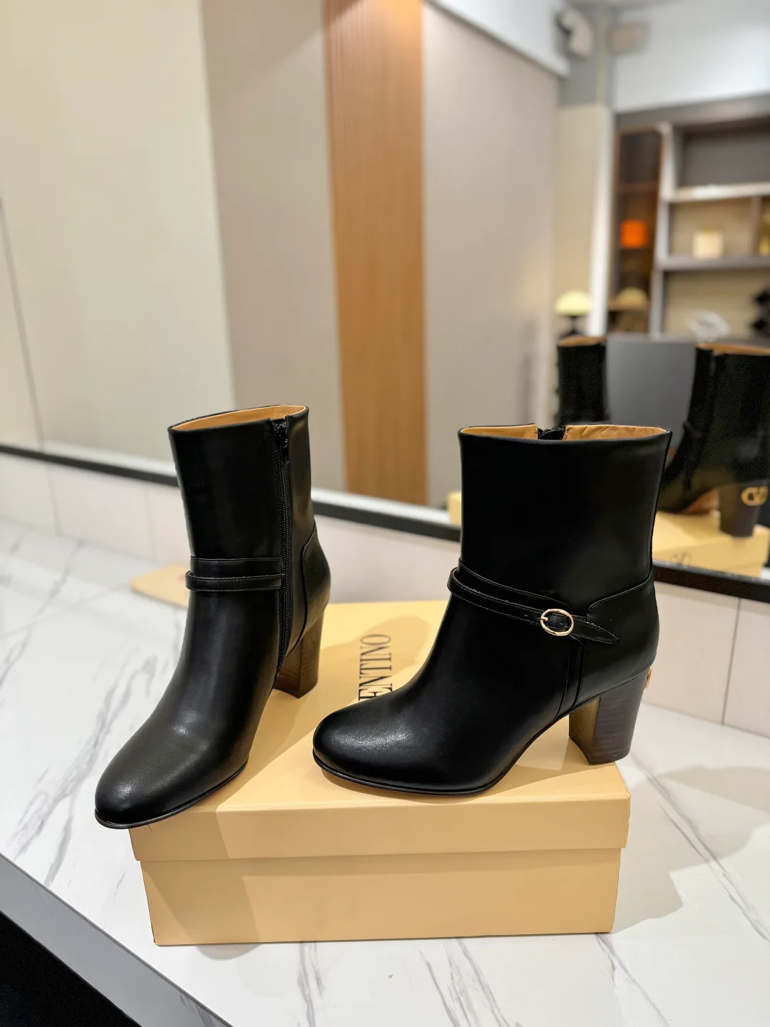 Valentino Calfskin Boots in Black · view 5