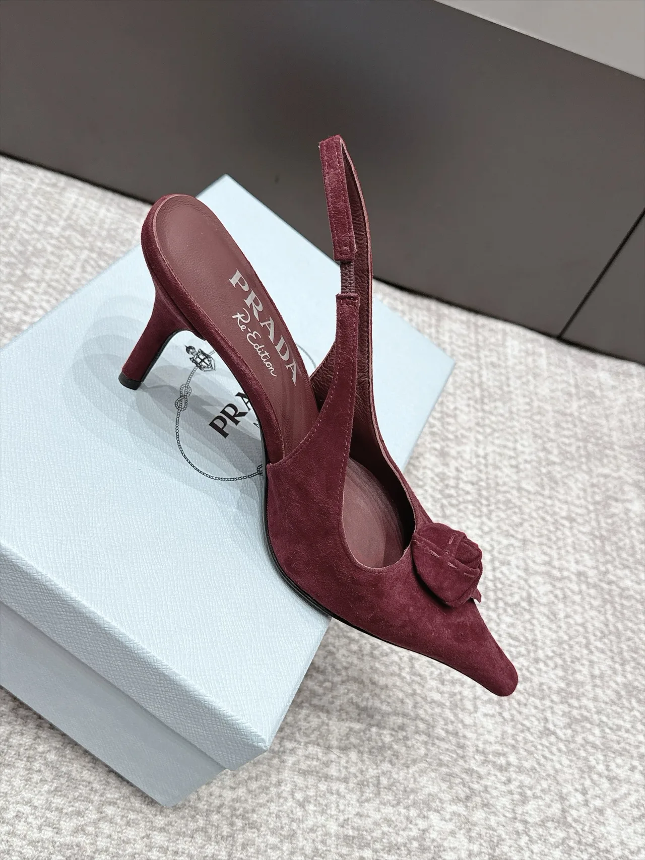 Prada Pointed Slingback Pumps in Burgundy · view 5
